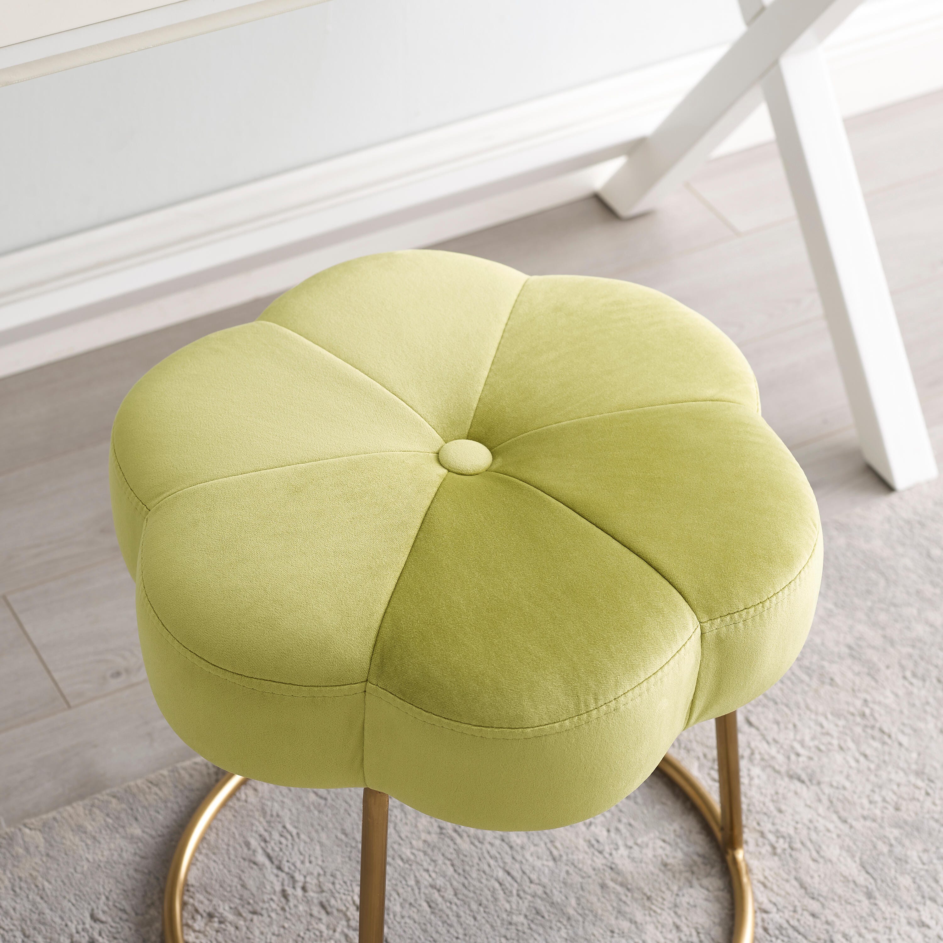 Linon Veda Vanity Stool, Green, large