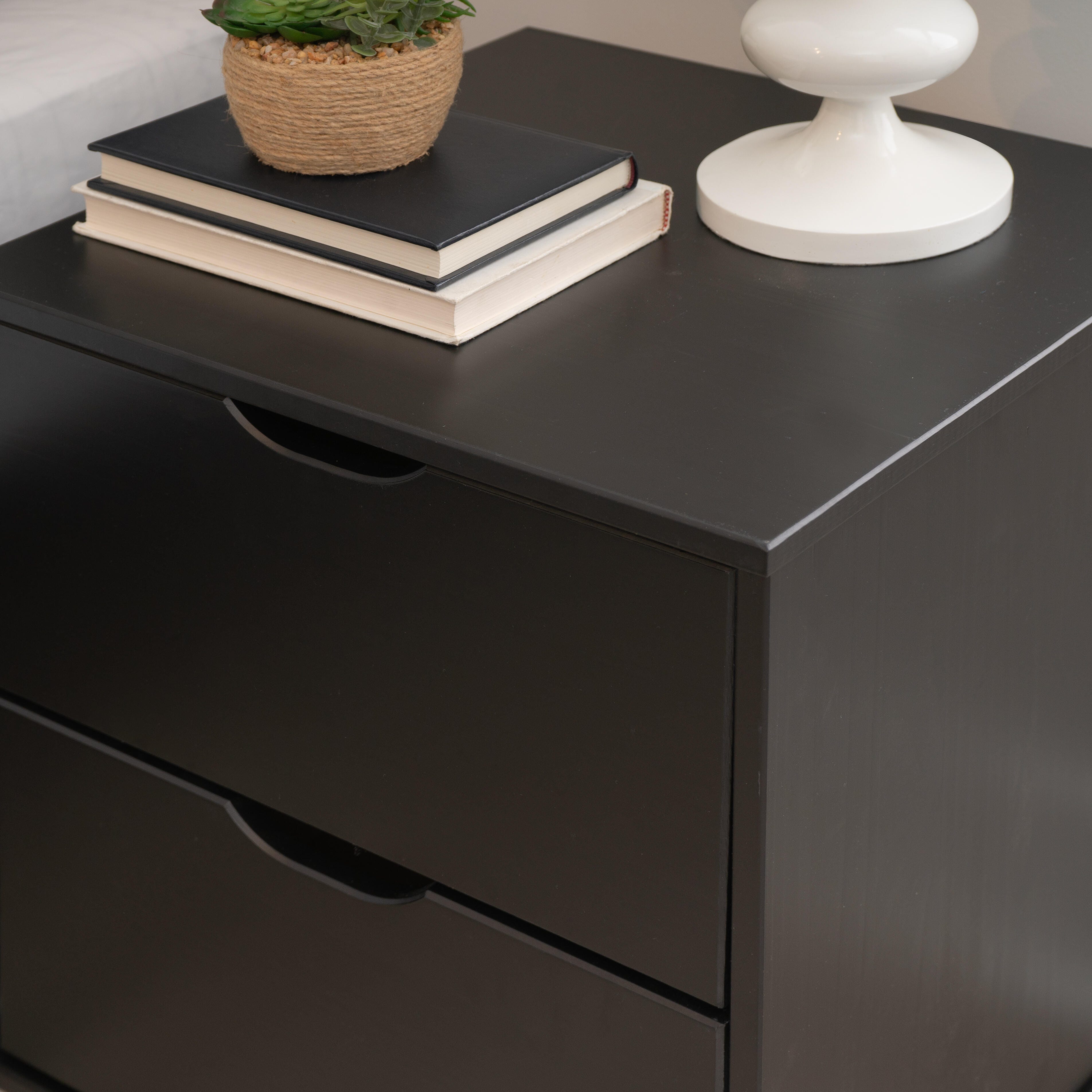 Linon Pierce 19" 2 Drawer Nightstand, Black, large