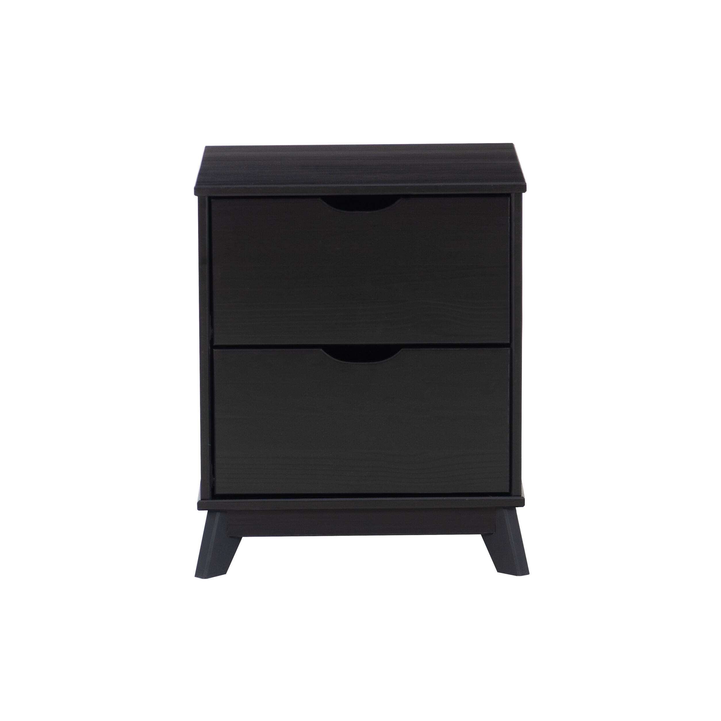 Linon Pierce 19" 2 Drawer Nightstand, Black, large