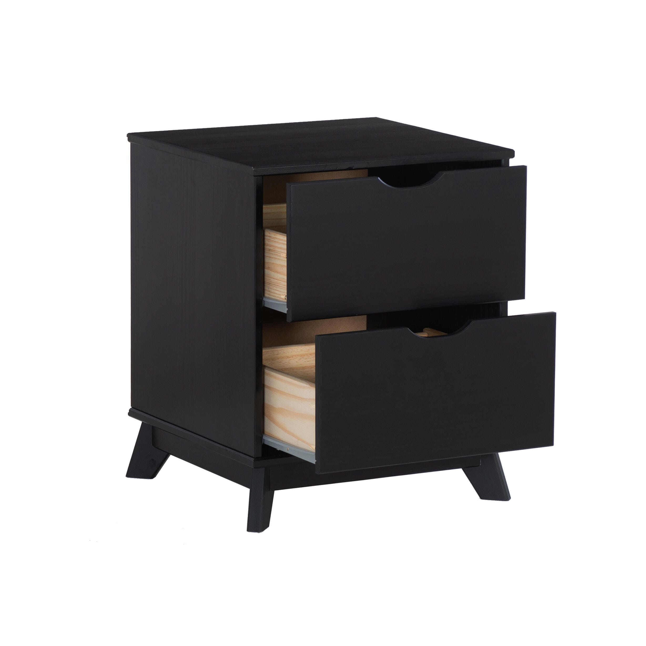 Linon Pierce 19" 2 Drawer Nightstand, Black, large