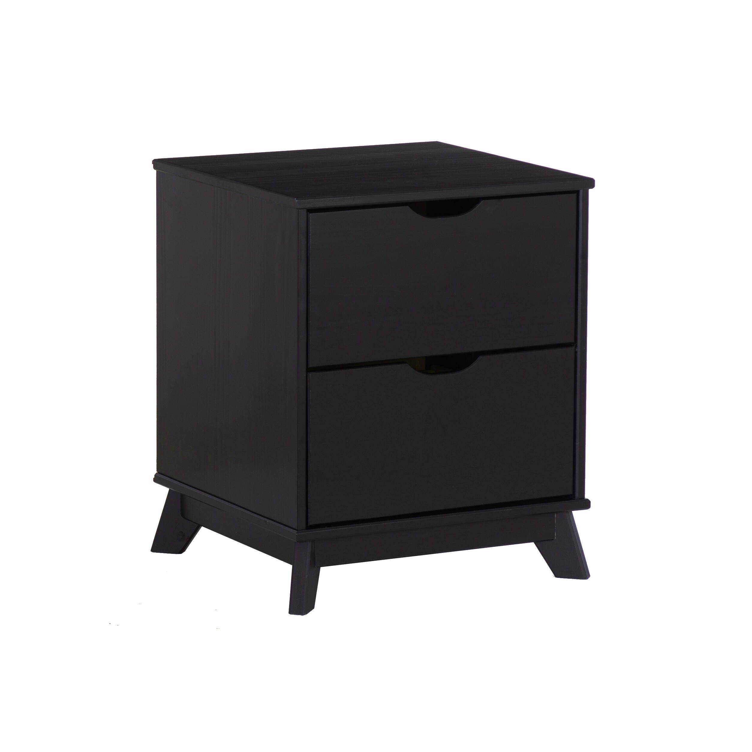Linon Pierce 19" 2 Drawer Nightstand, Black, large