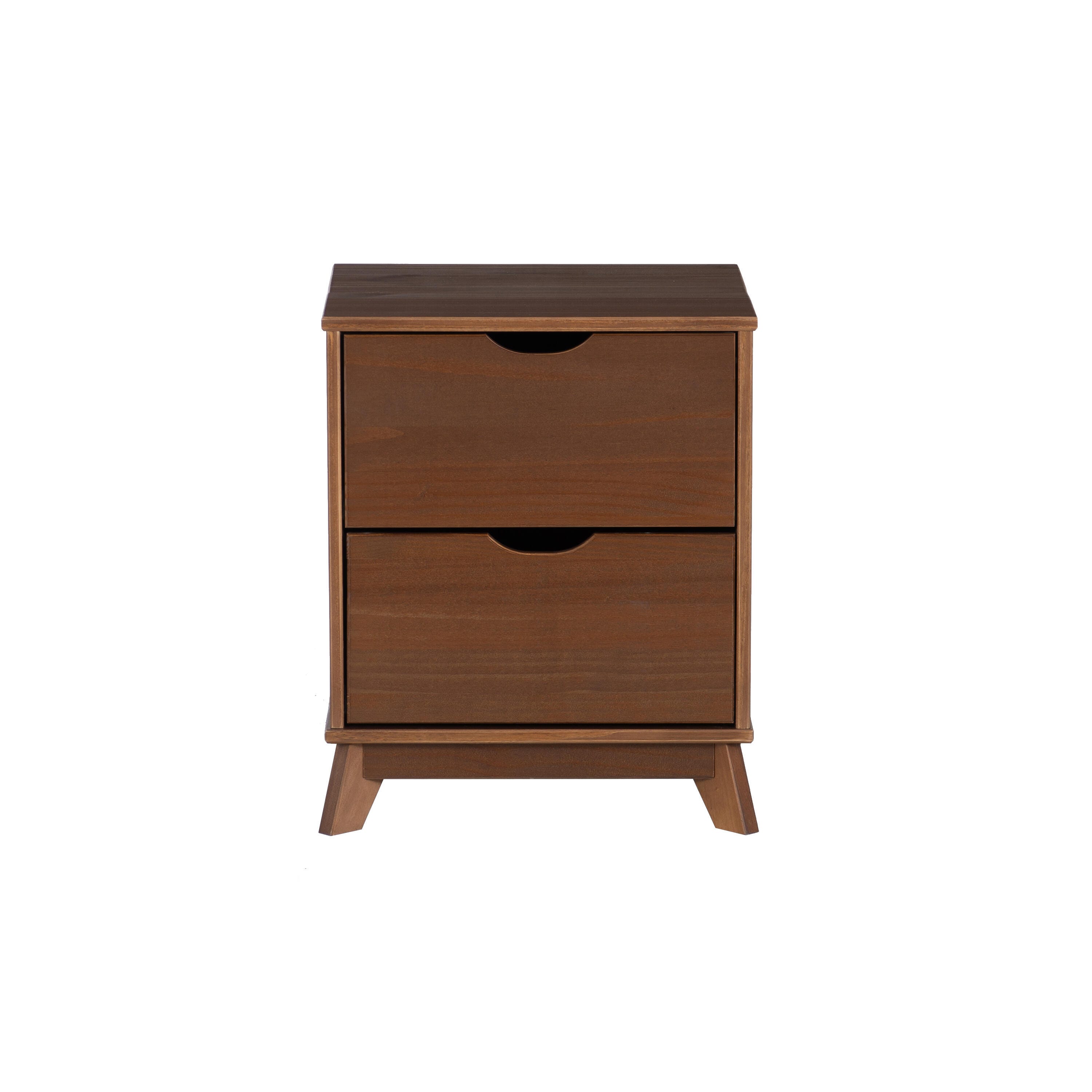 Linon Pierce 19" 2 Drawer Nightstand, Walnut, large