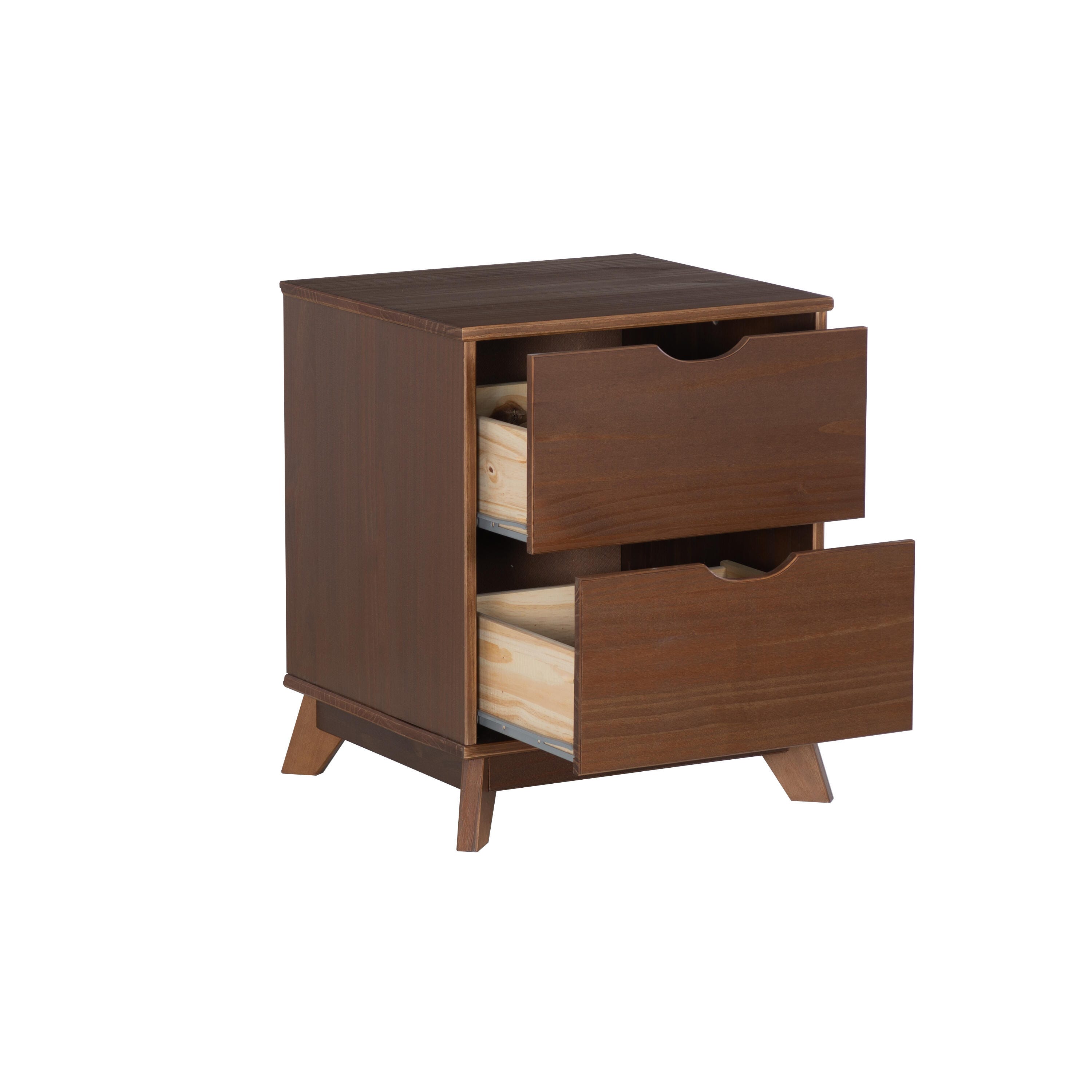 Linon Pierce 19" 2 Drawer Nightstand, Walnut, large