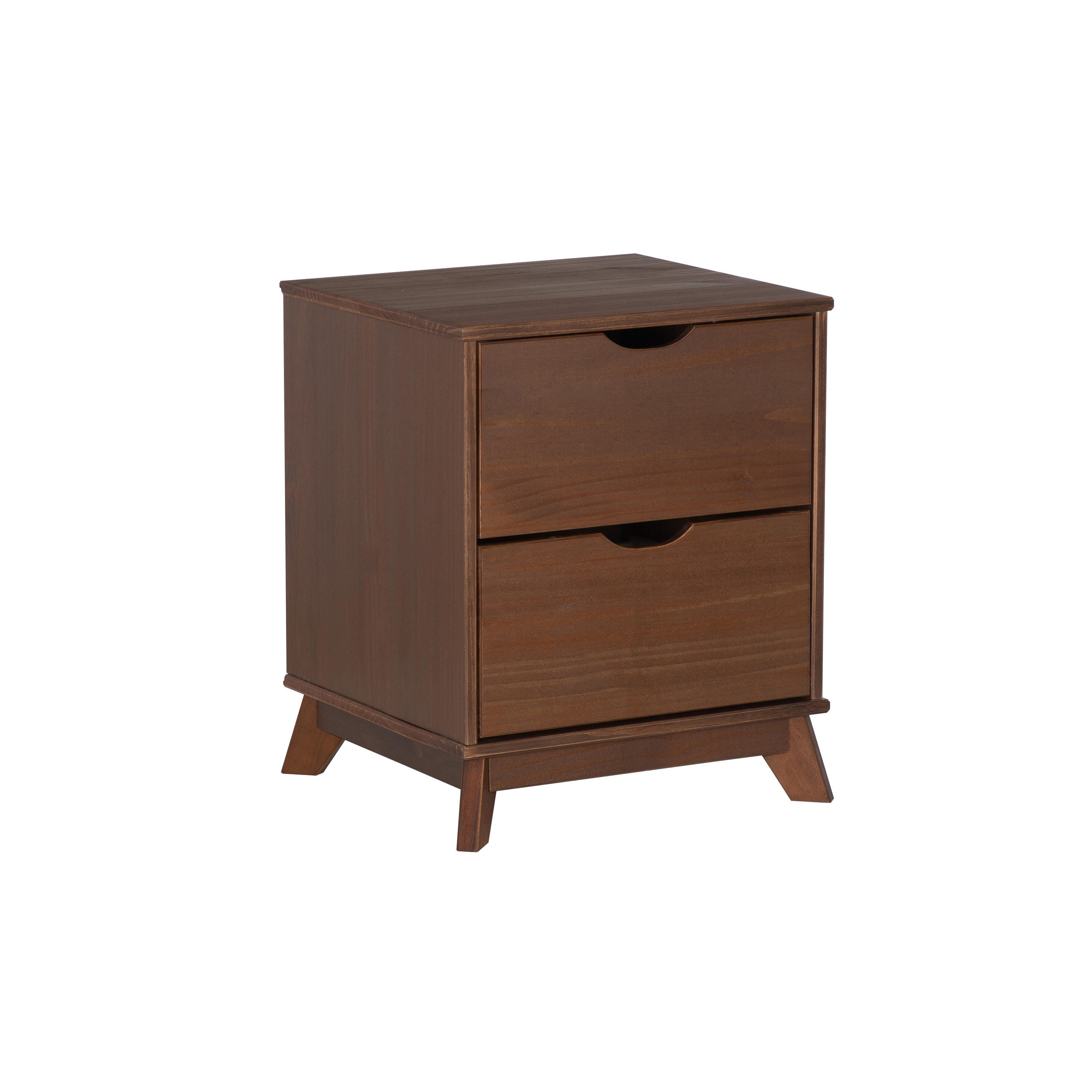 Linon Pierce 19" 2 Drawer Nightstand, Walnut, large