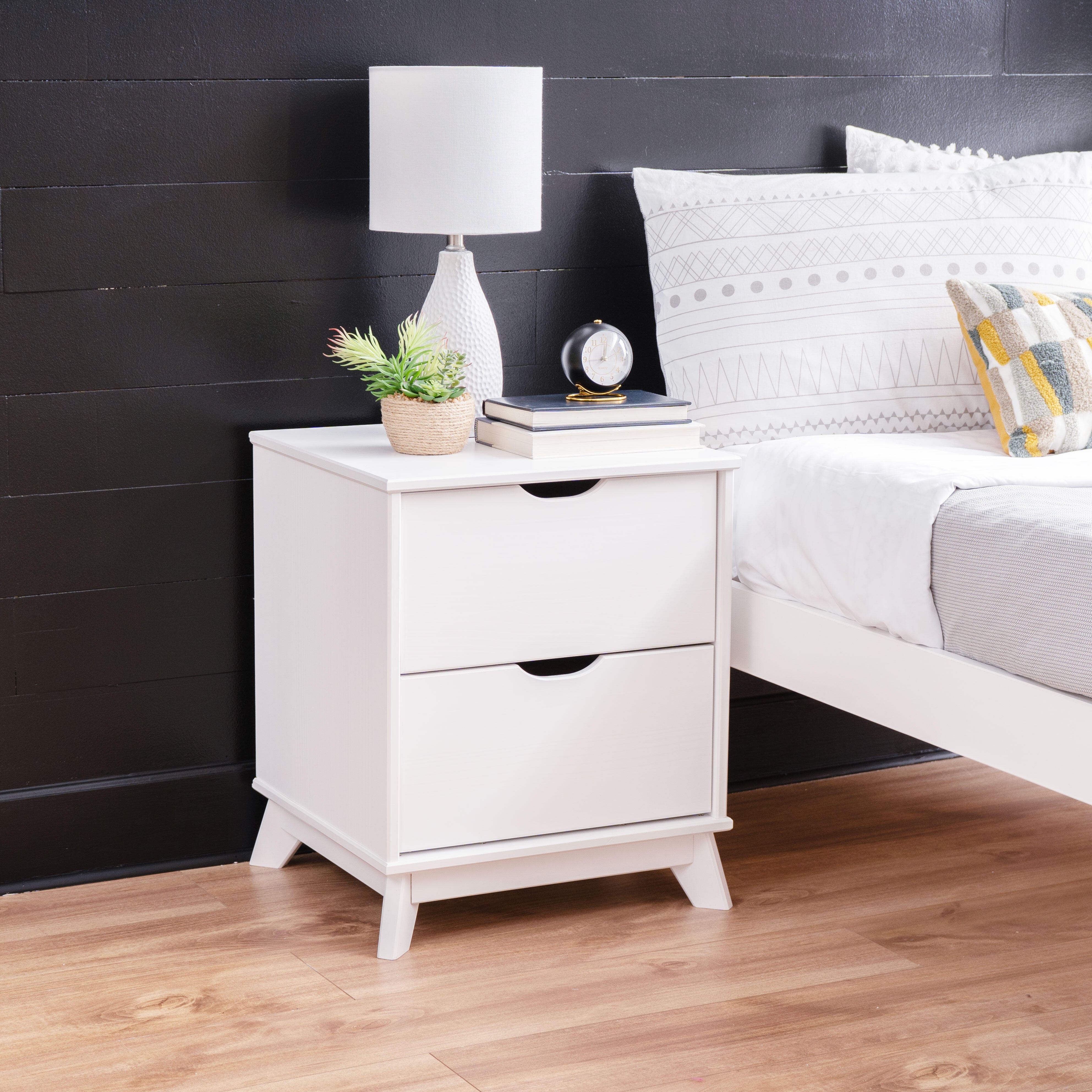 Linon Pierce 19" 2 Drawer Nightstand, White, rollover