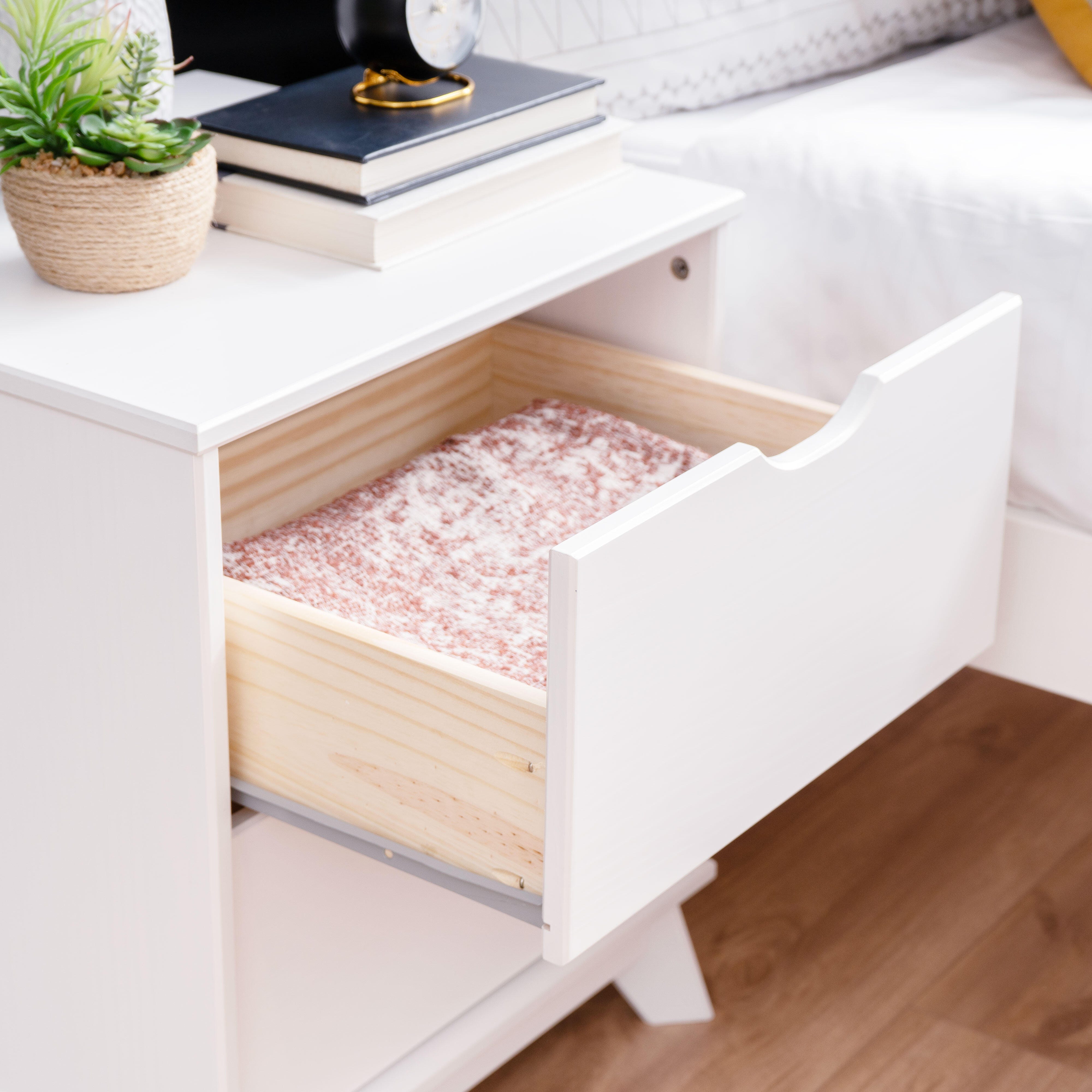 Linon Pierce 19" 2 Drawer Nightstand, White, large