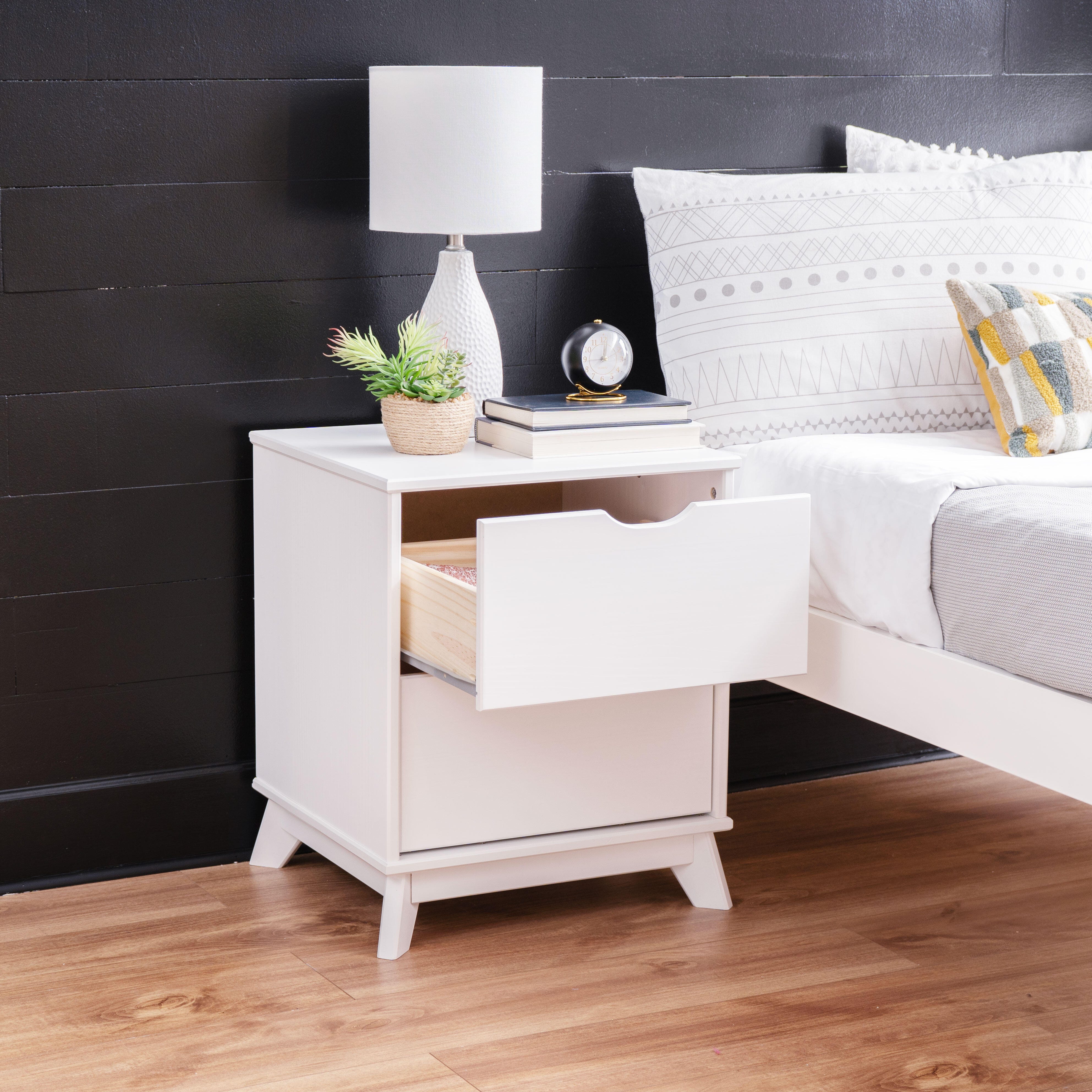 Linon Pierce 19" 2 Drawer Nightstand, White, large