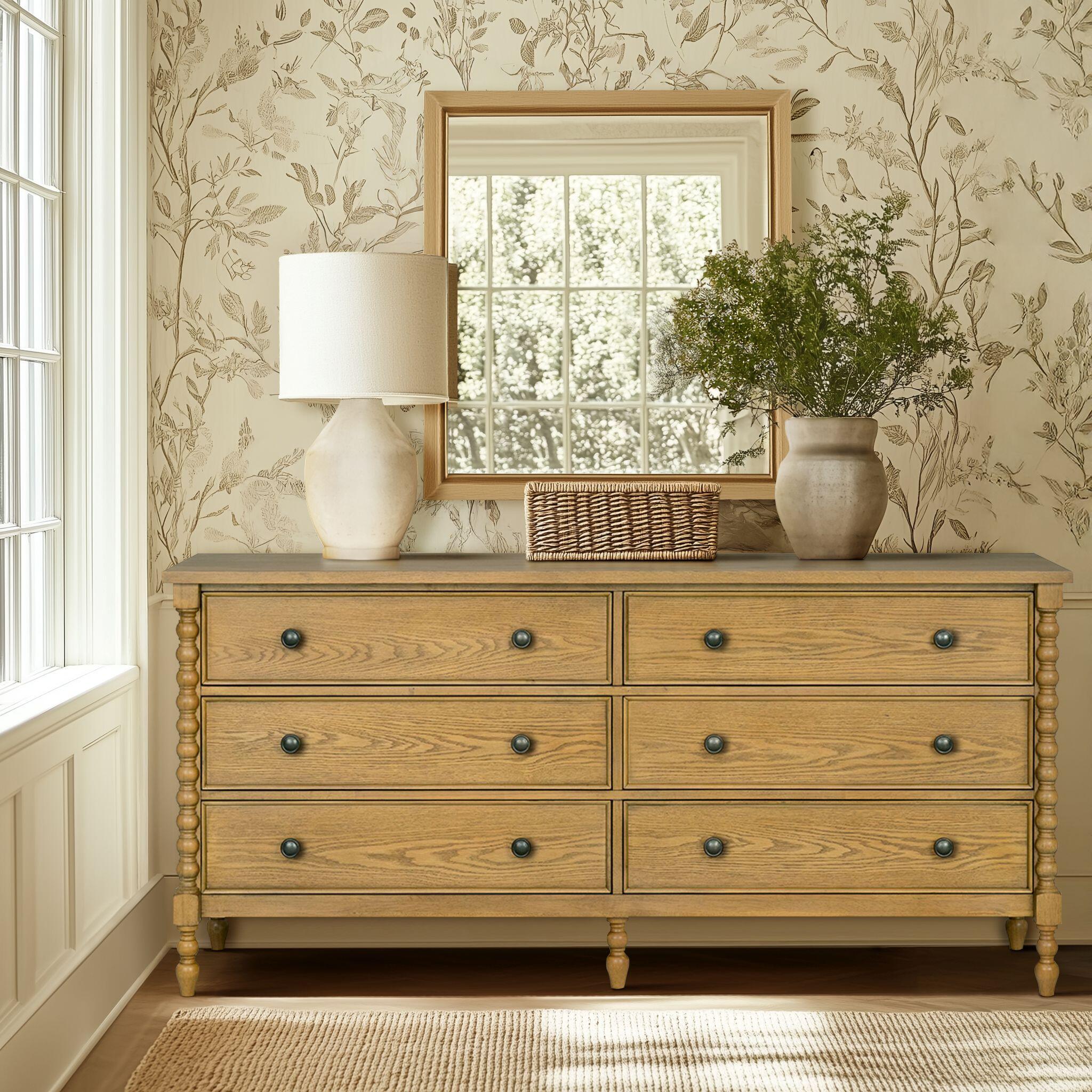 Madison Park Signature Beckett 6 Drawer Dresser, Natural, large