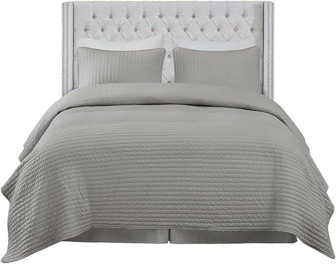 Madison Park Amelia Upholstered King Headboard, Grey, large