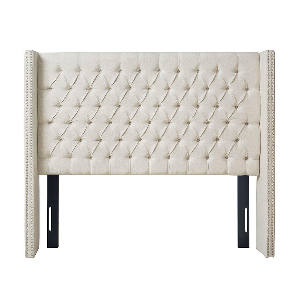 Madison Park Amelia Upholstered King Headboard, Cream, large