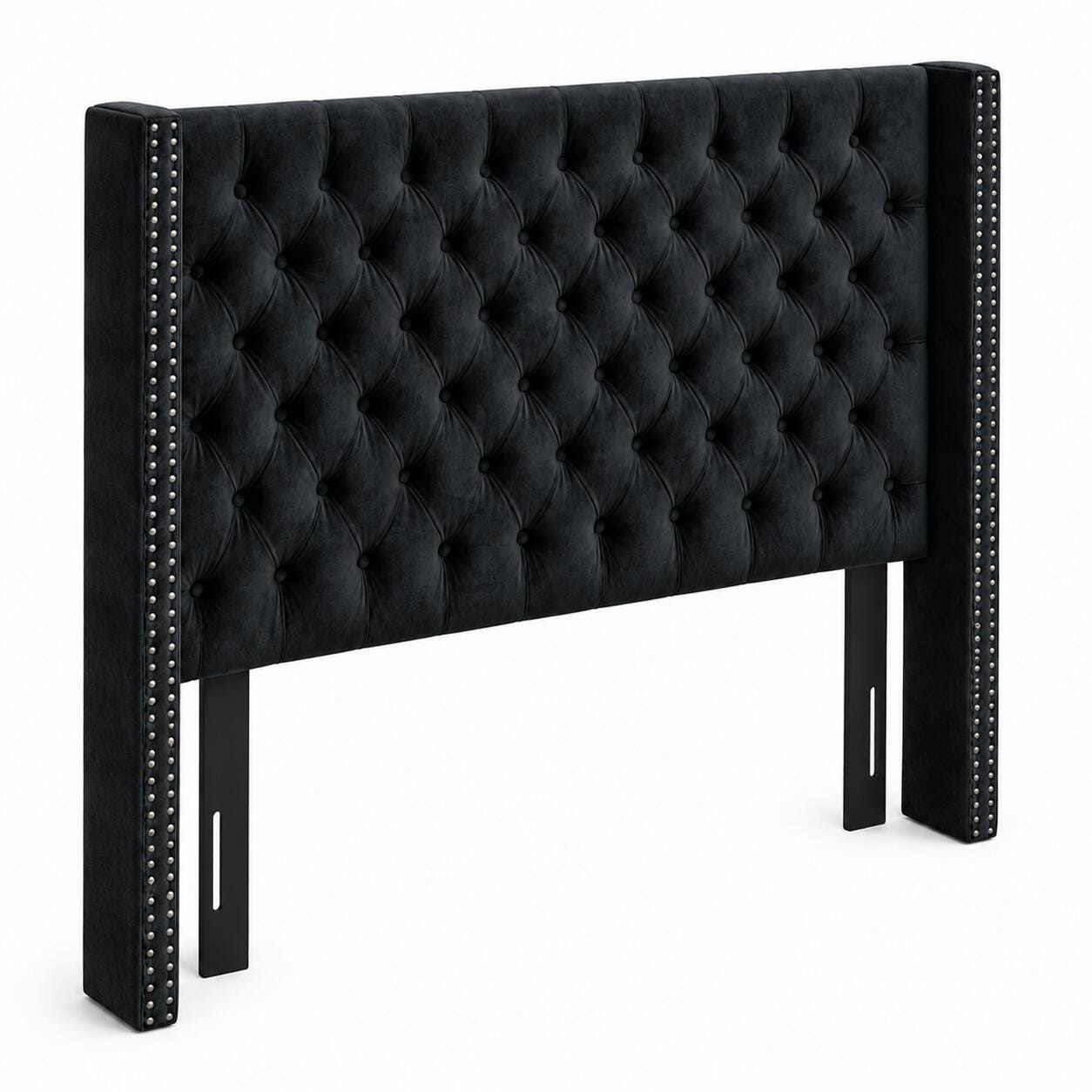 Madison Park Amelia Upholstered King Headboard, Black, large
