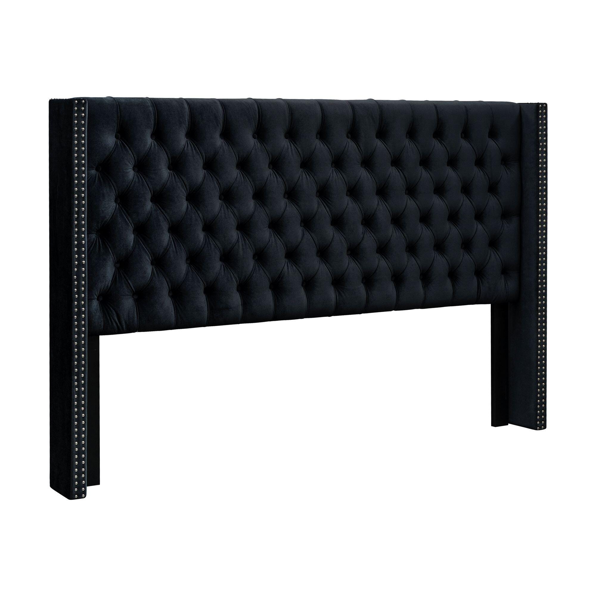 Madison Park Amelia Upholstered King Headboard, Black, large