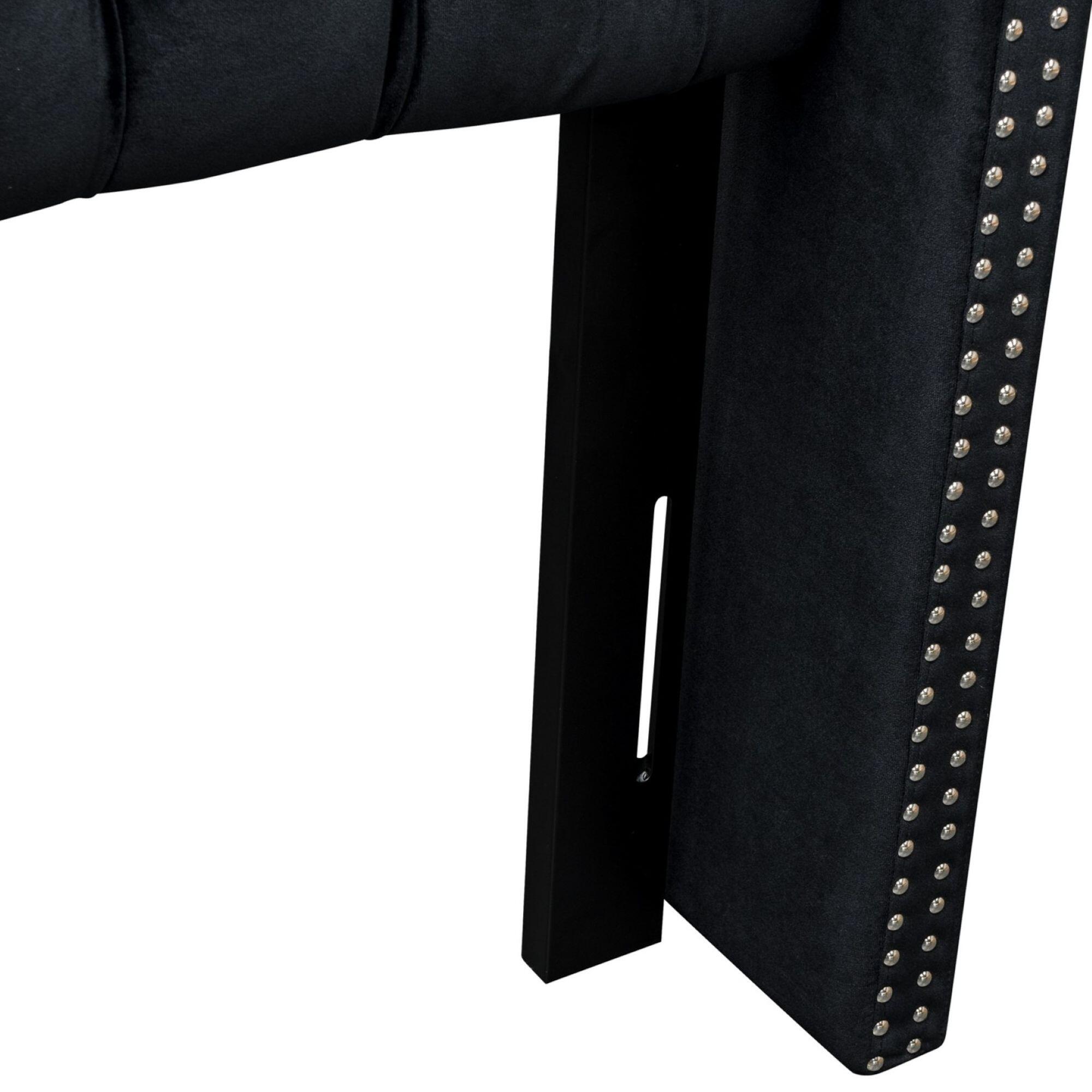 Madison Park Amelia Upholstered King Headboard, Black, large