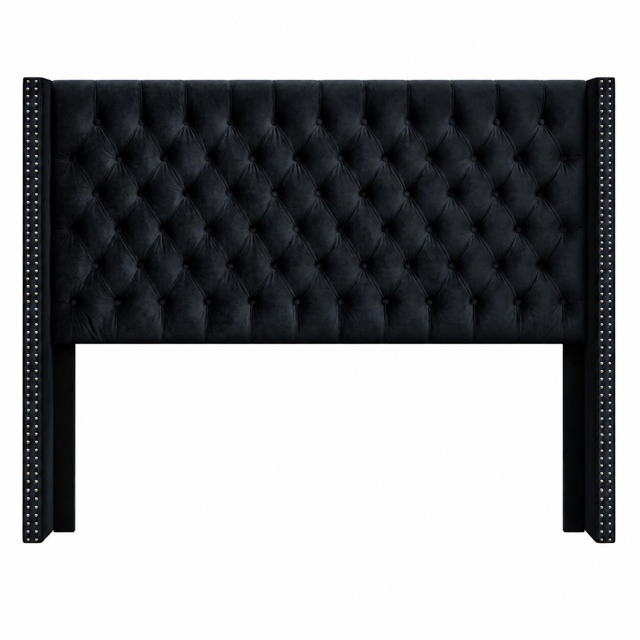 Madison Park Amelia Upholstered King Headboard, Black, large