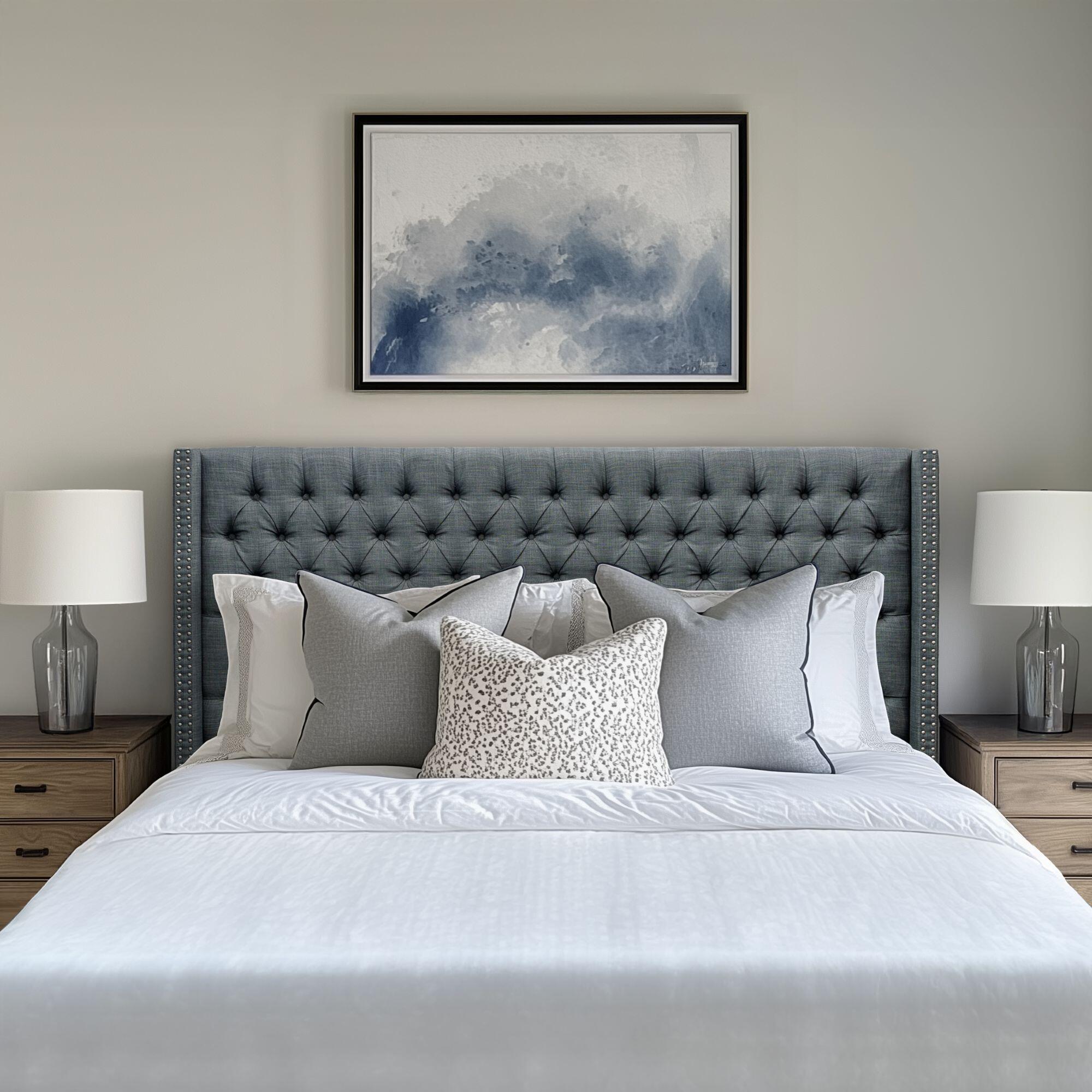 Madison Park Amelia Upholstered King Headboard, Dark Gray, rollover