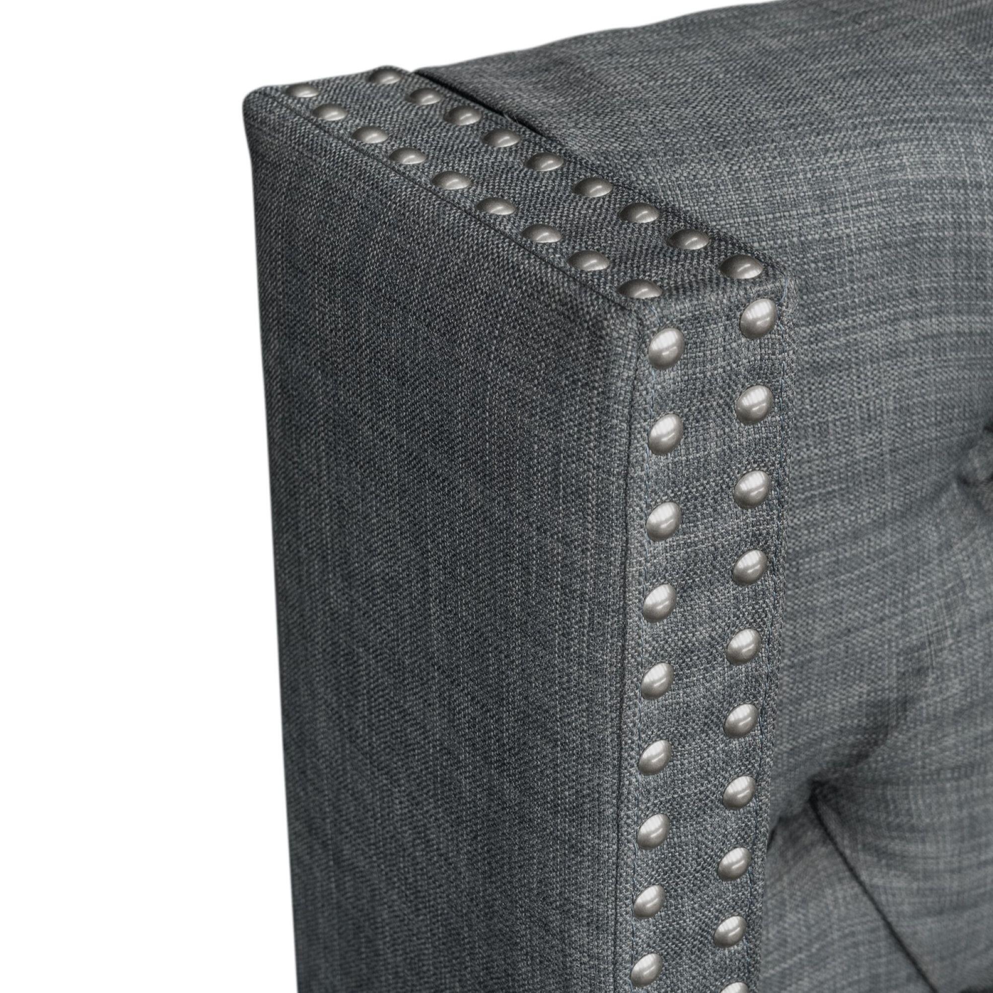 Madison Park Amelia Upholstered King Headboard, Dark Gray, large
