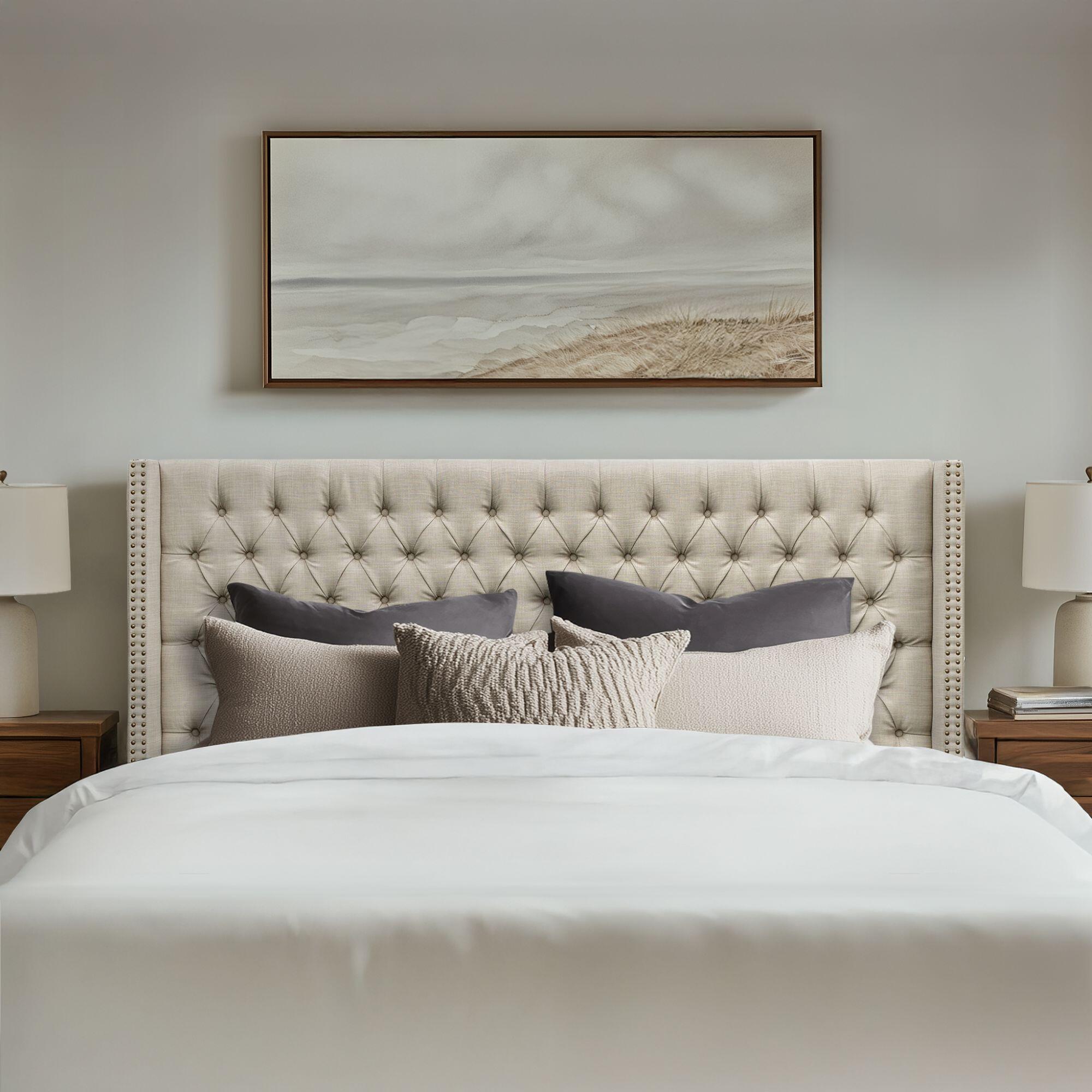 Madison Park Amelia Upholstered King Headboard, Beige, large