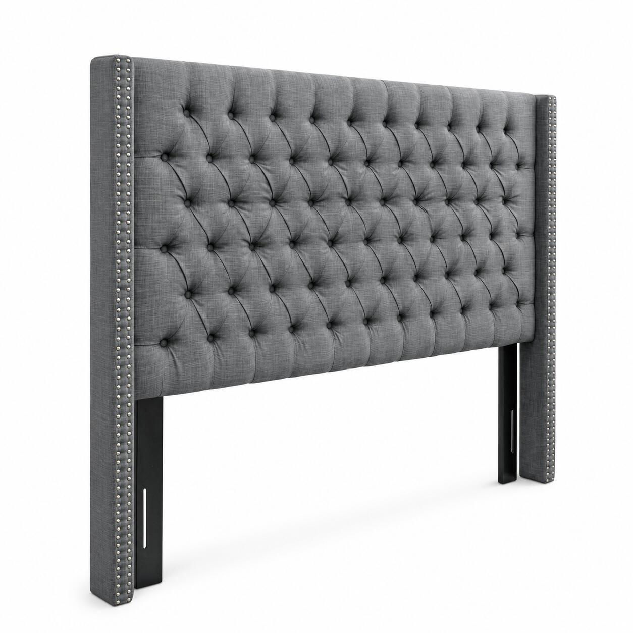 Madison Park Amelia Upholstered Full/Queen Headboard, Dark Gray, large