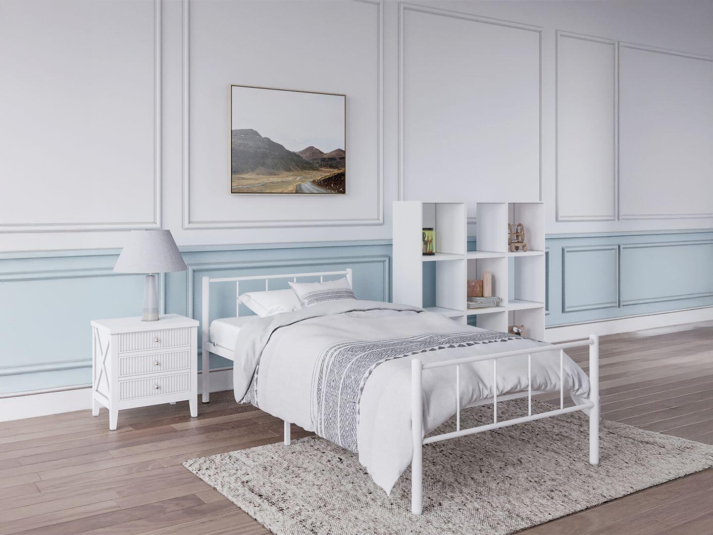BK Furniture Austin Twin Metal Bed, White, rollover