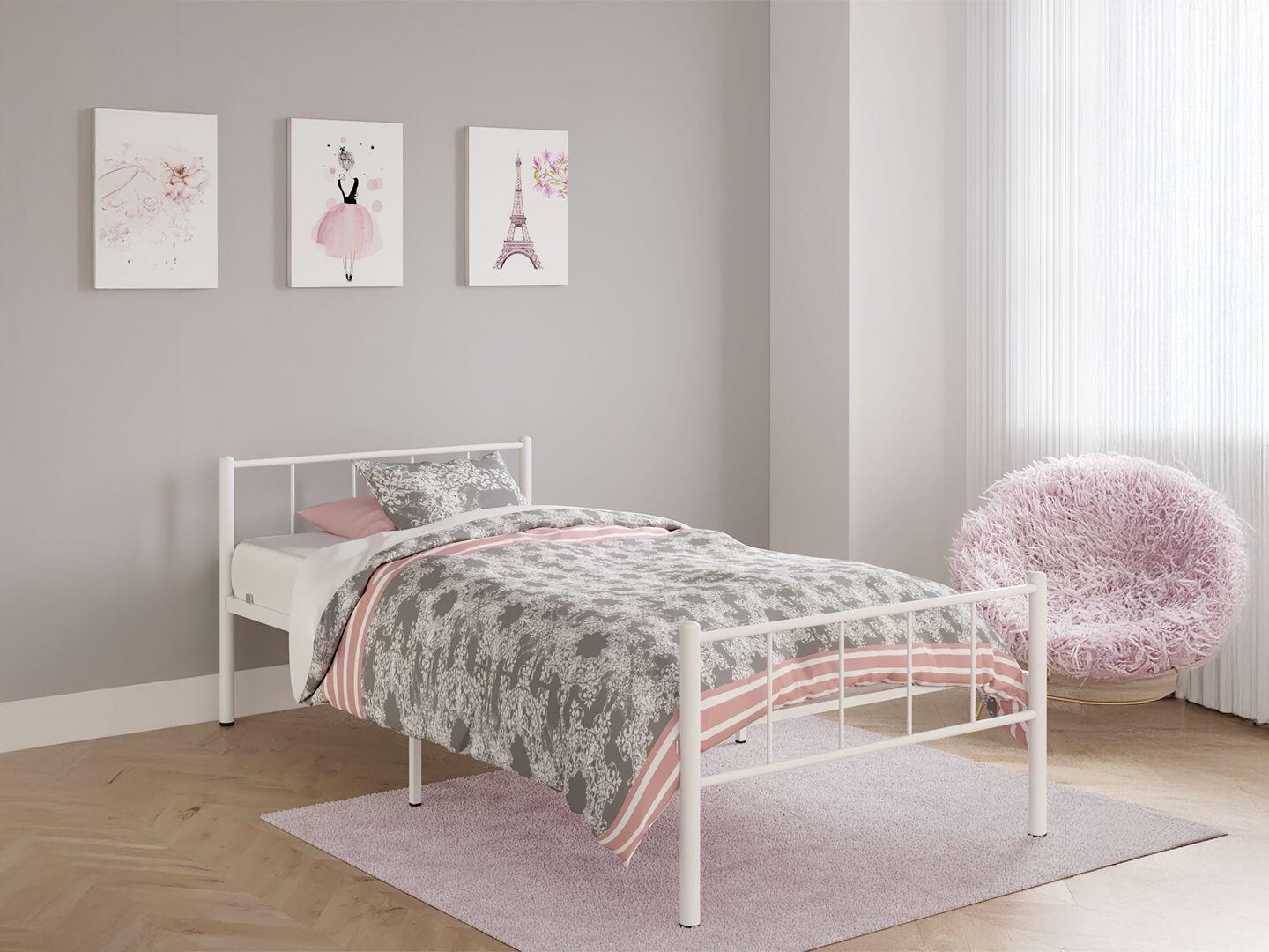 BK Furniture Austin Twin Metal Bed, White, large