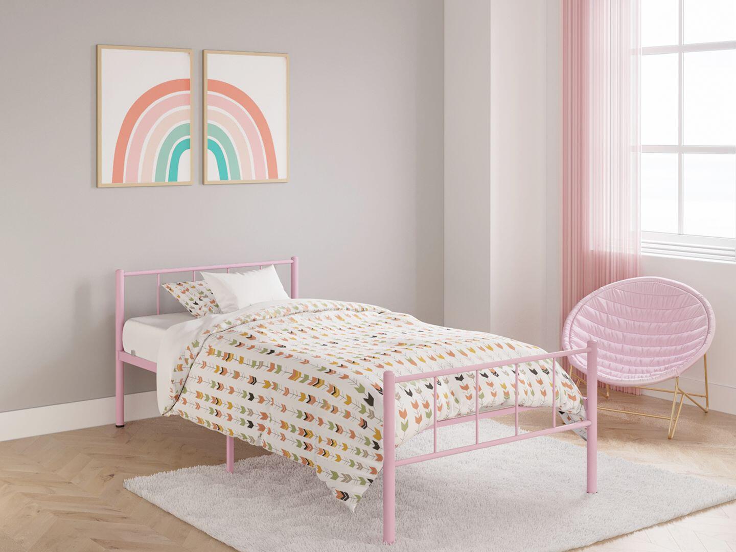 BK Furniture Austin Twin Metal Bed, Pink, rollover