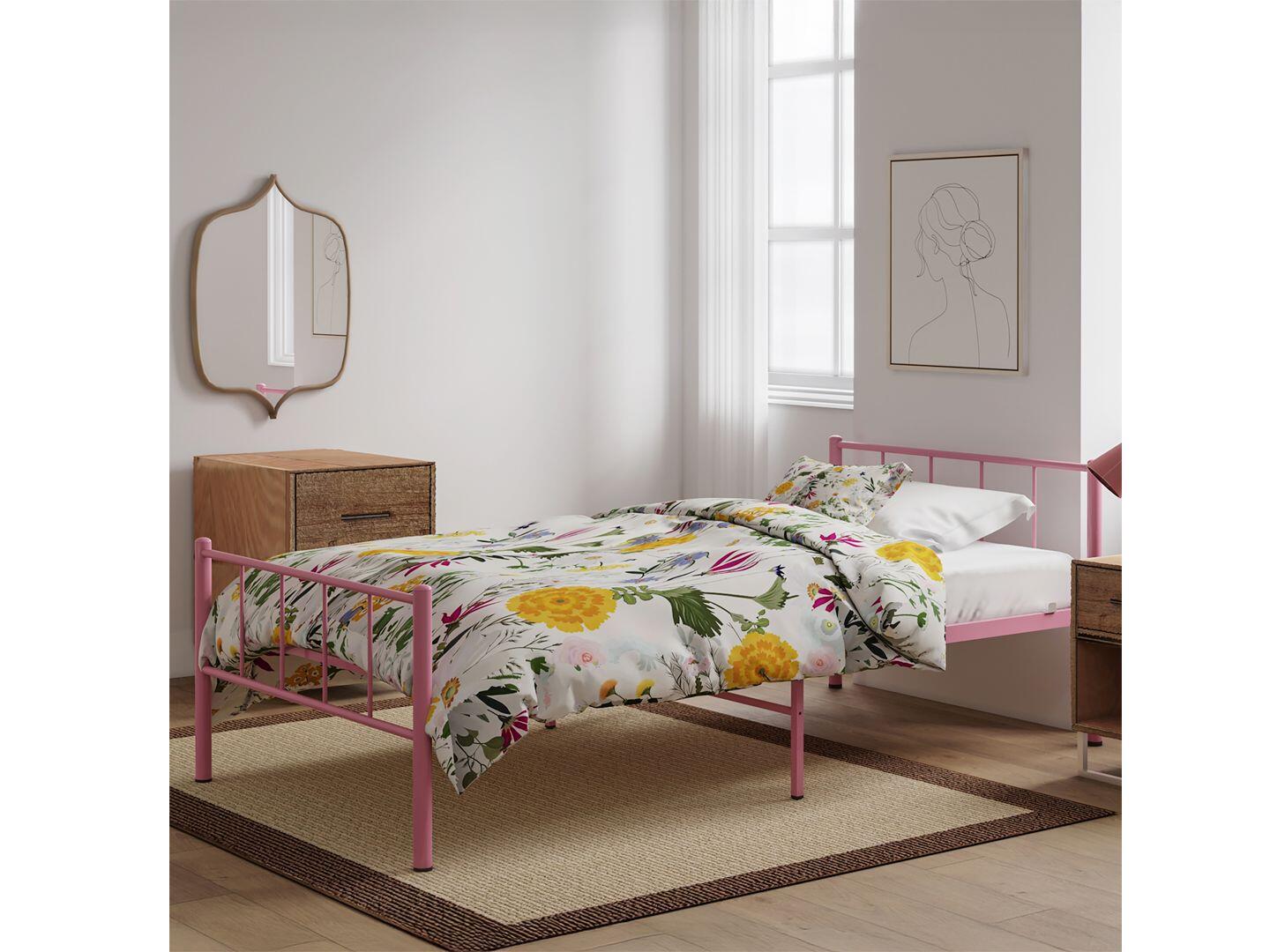 BK Furniture Austin Twin Metal Bed, Pink, large