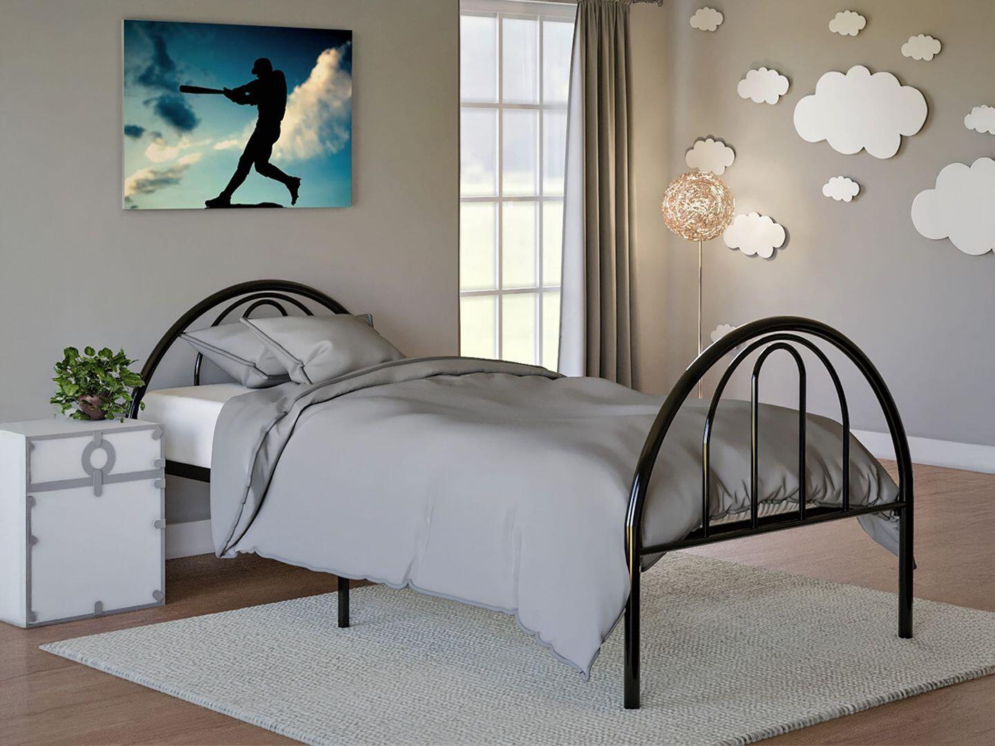 BK Furniture Brroklyn Twin Metal Bed, Black, rollover