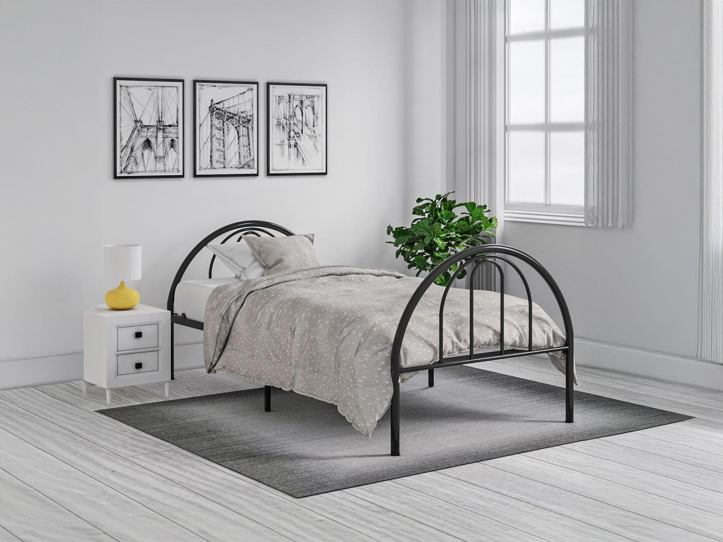 BK Furniture Brroklyn Twin Metal Bed, Black, large