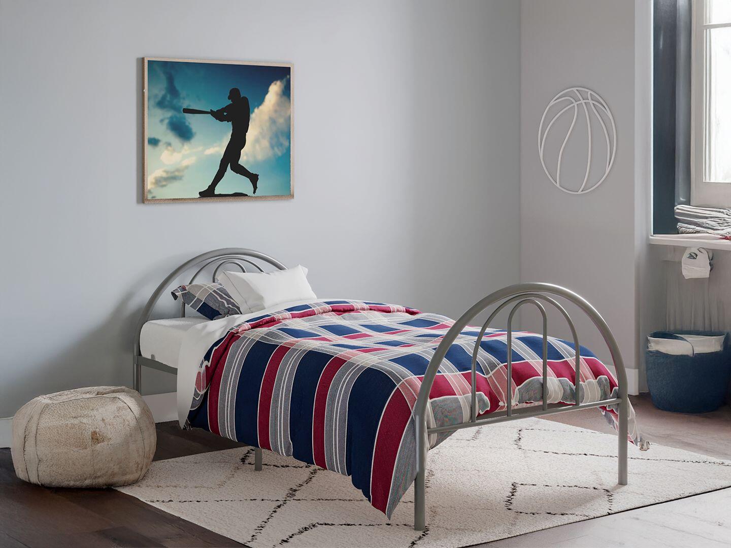 BK Furniture Brroklyn Twin Metal Bed, Earl Gray, large
