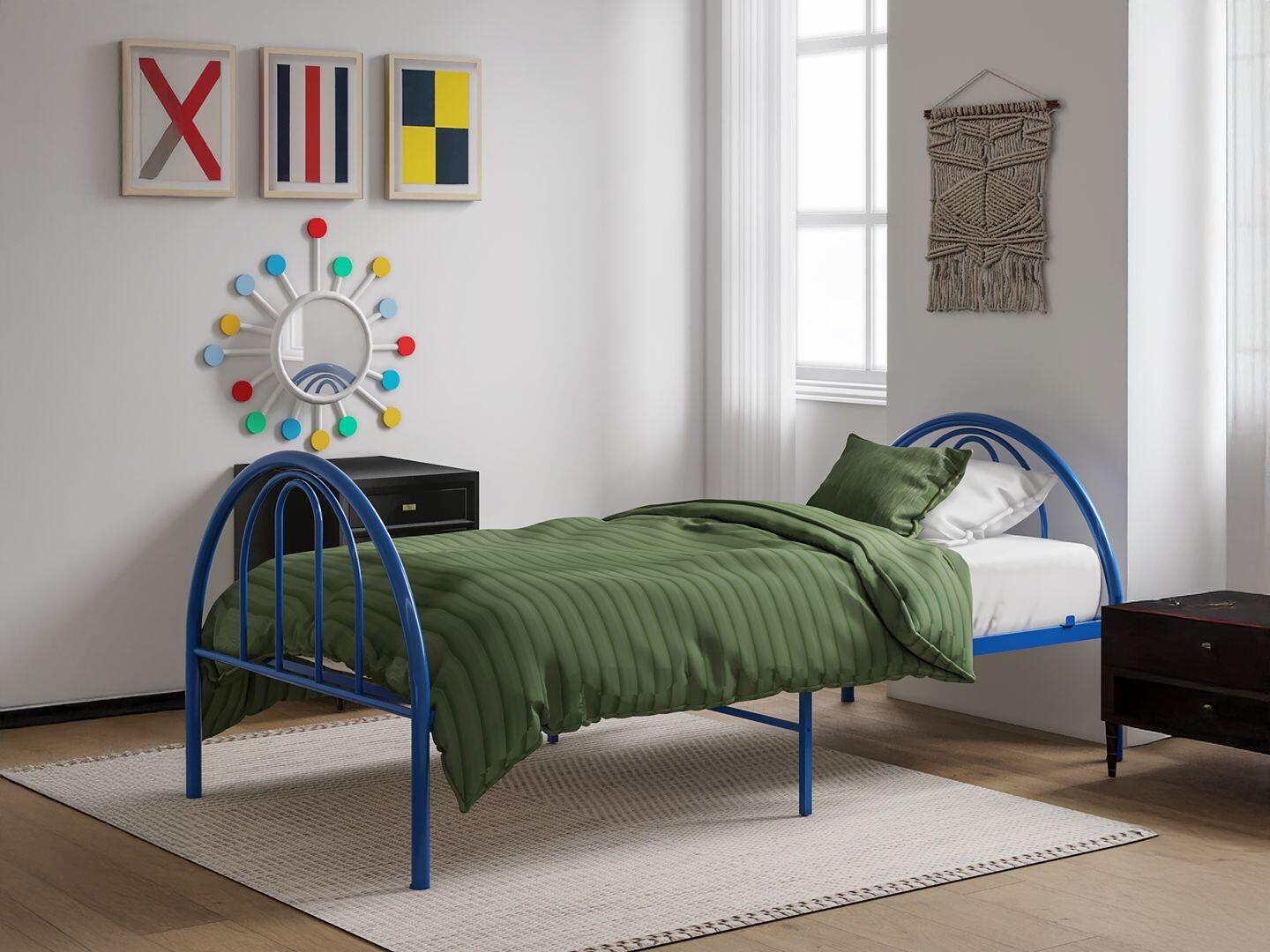BK Furniture Brroklyn Twin Metal Bed, Blue, rollover