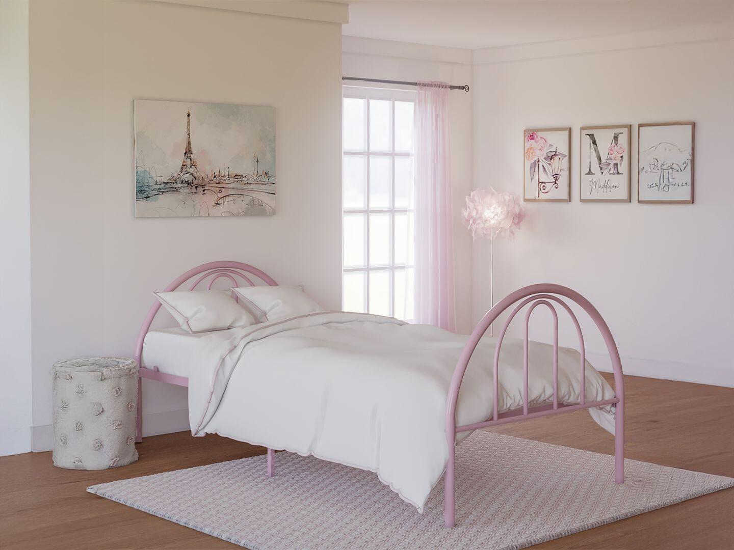 BK Furniture Brroklyn Twin Metal Bed, Pink, rollover