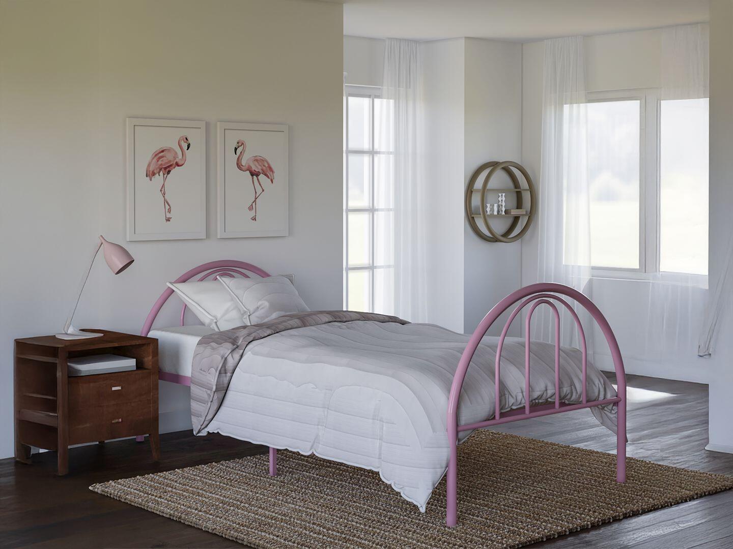 BK Furniture Brroklyn Twin Metal Bed, Pink, large