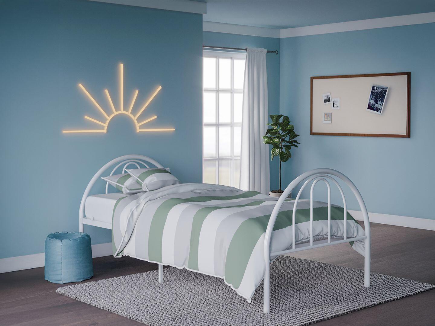 BK Furniture Brroklyn Twin Metal Bed, White, rollover