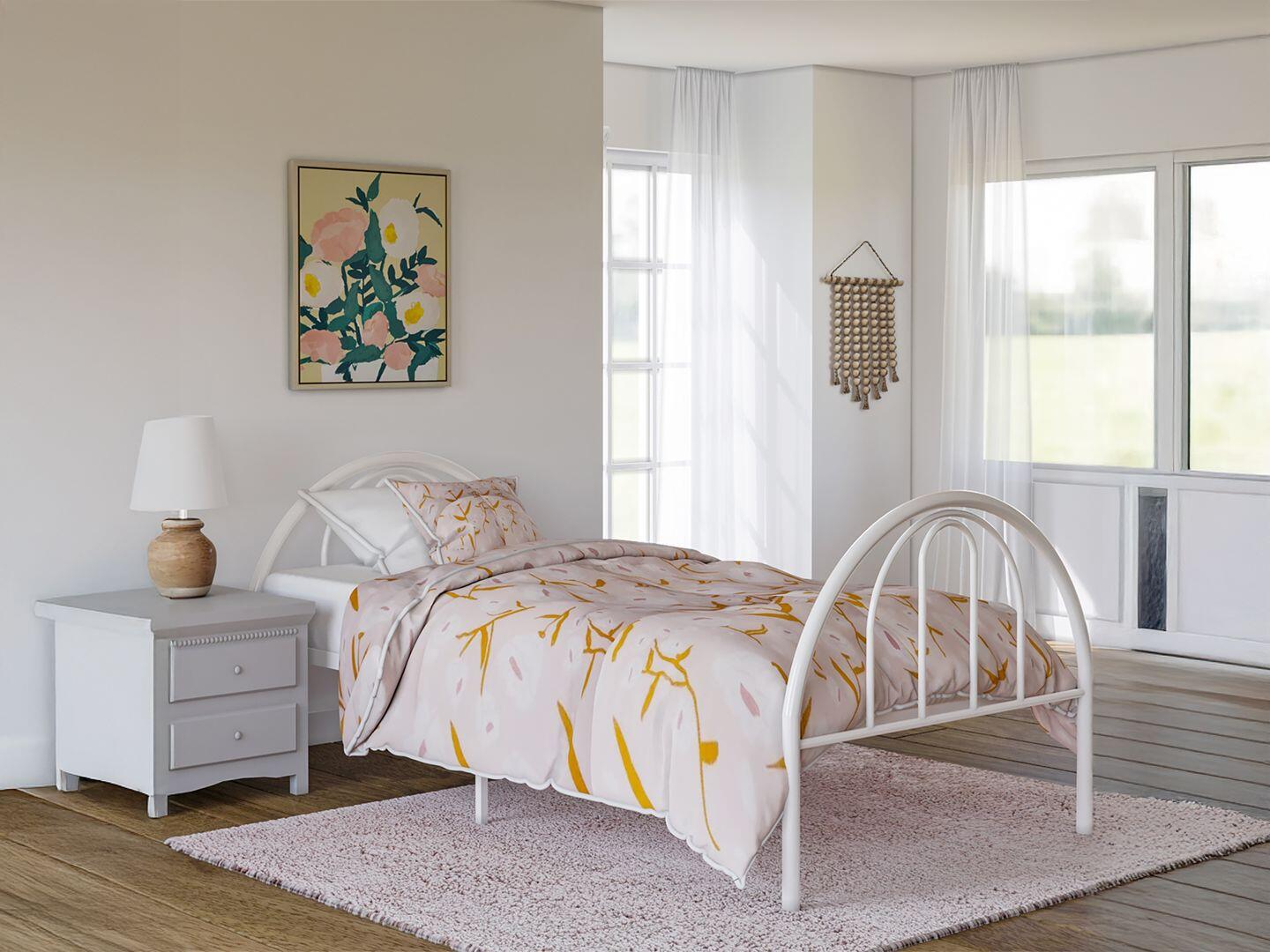 BK Furniture Brroklyn Twin Metal Bed, White, large
