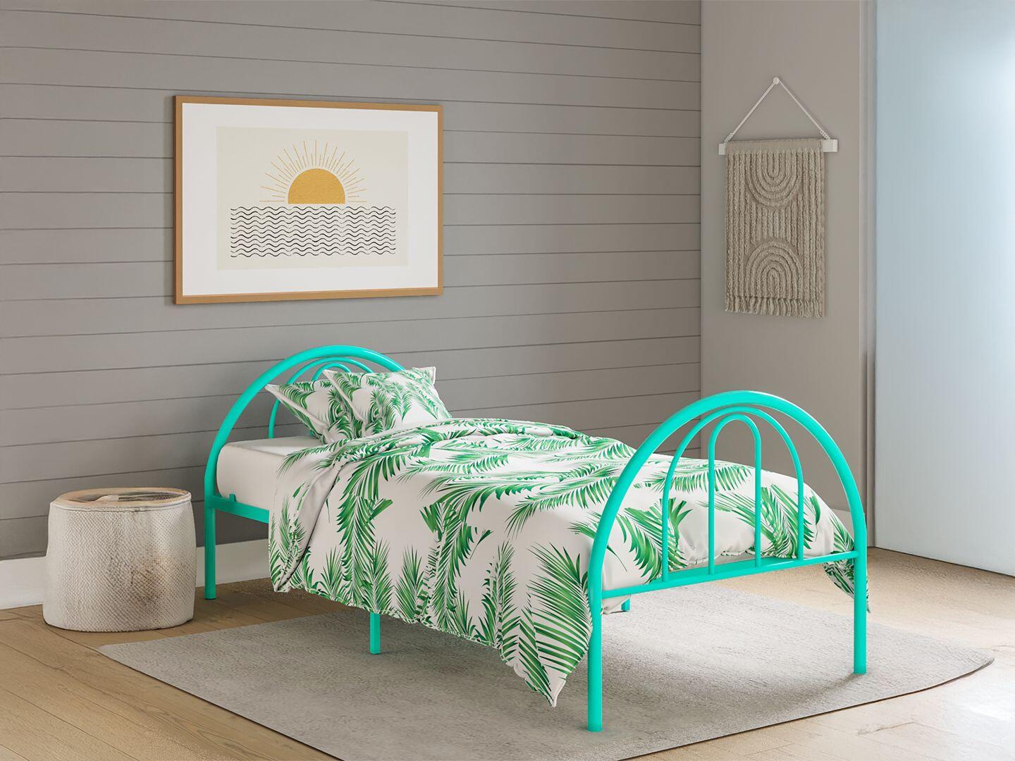 BK Furniture Brroklyn Twin Metal Bed, Turquoise, large