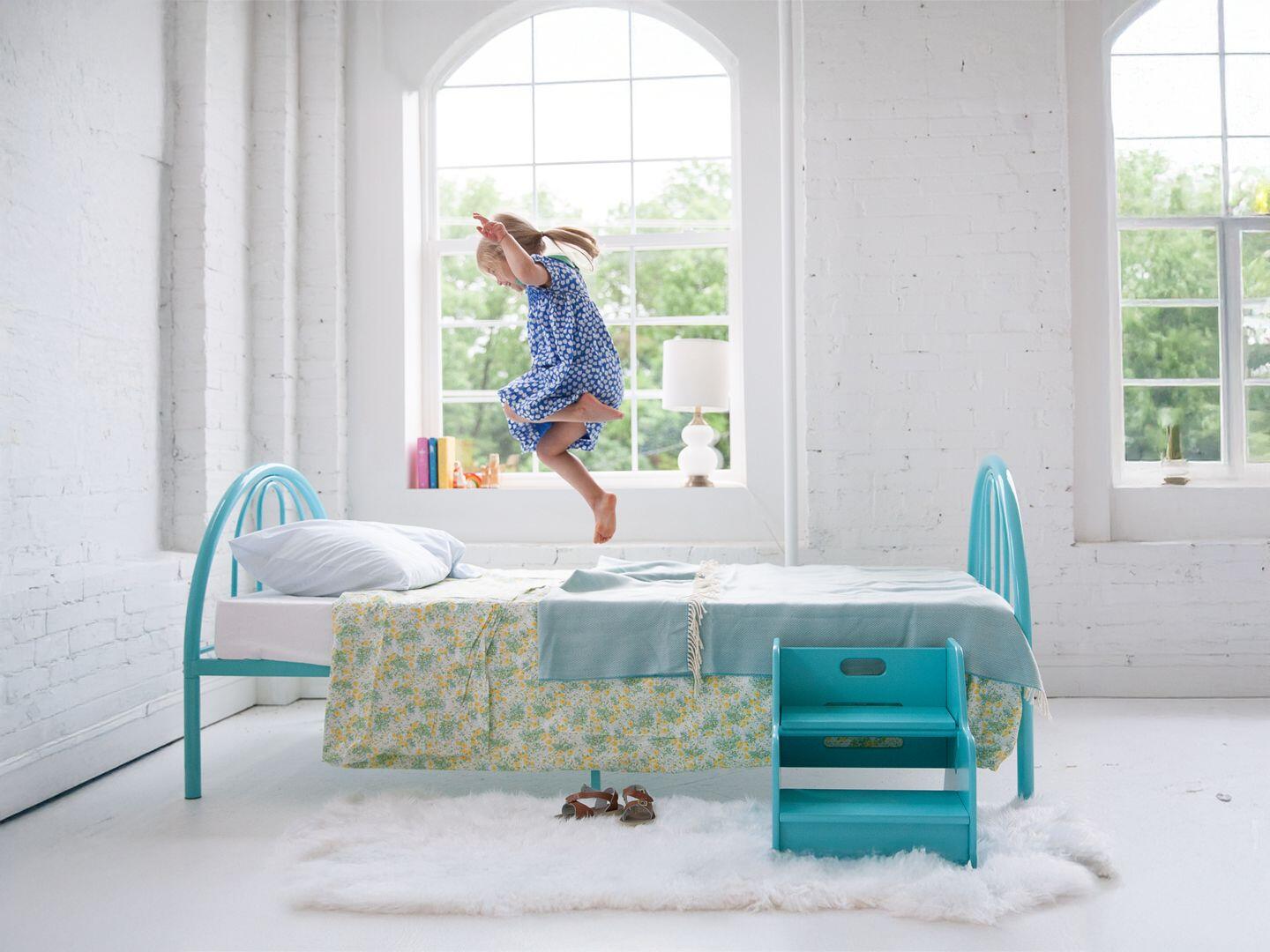 BK Furniture Brroklyn Twin Metal Bed, Turquoise, large