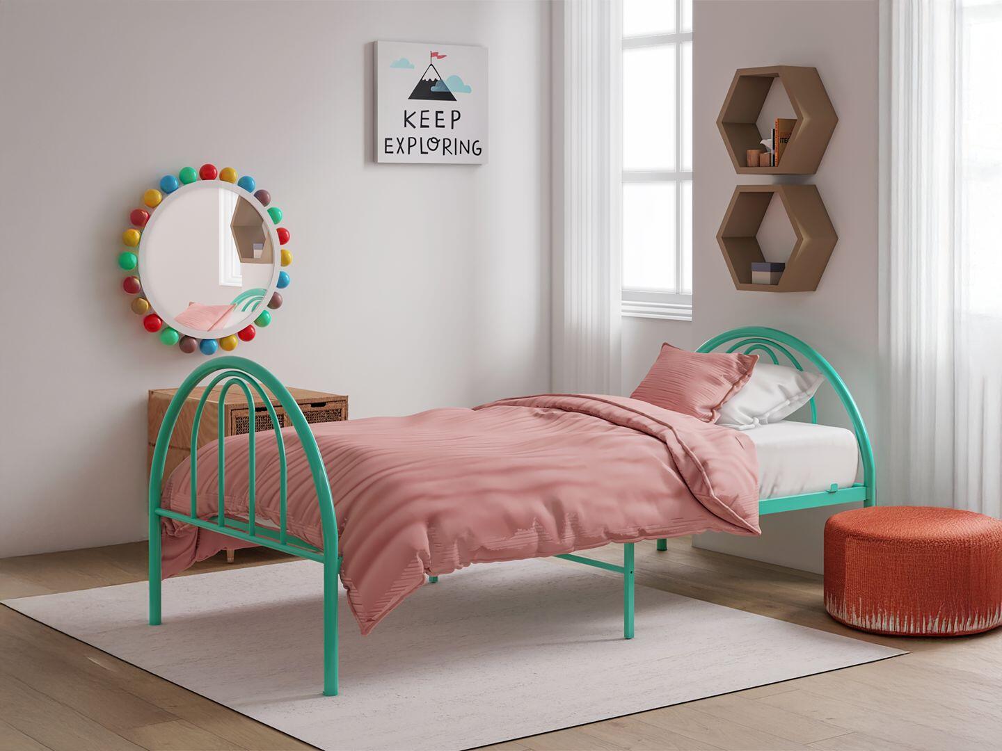 BK Furniture Brroklyn Twin Metal Bed, Turquoise, large