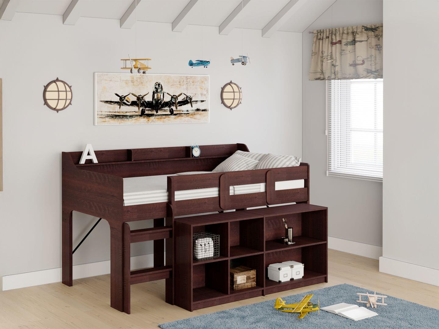 BK Furniture Hamilton Twin Loft Bed with Storage, , rollover