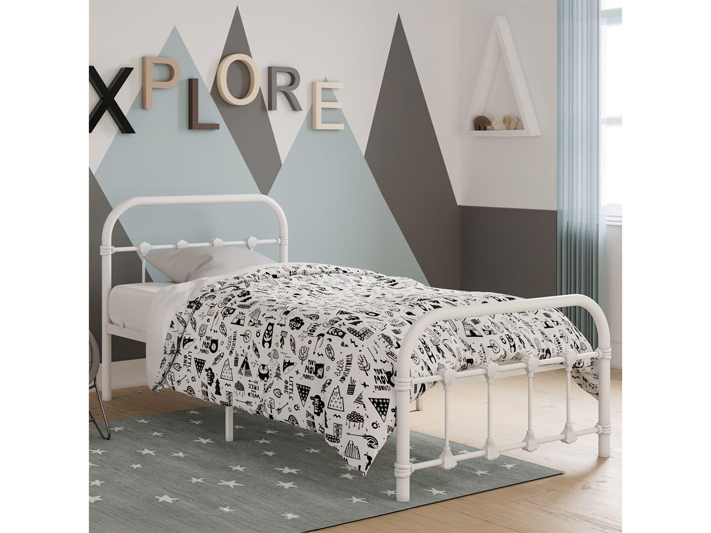 BK Furniture Melissa Twin Metal Bed, White, large
