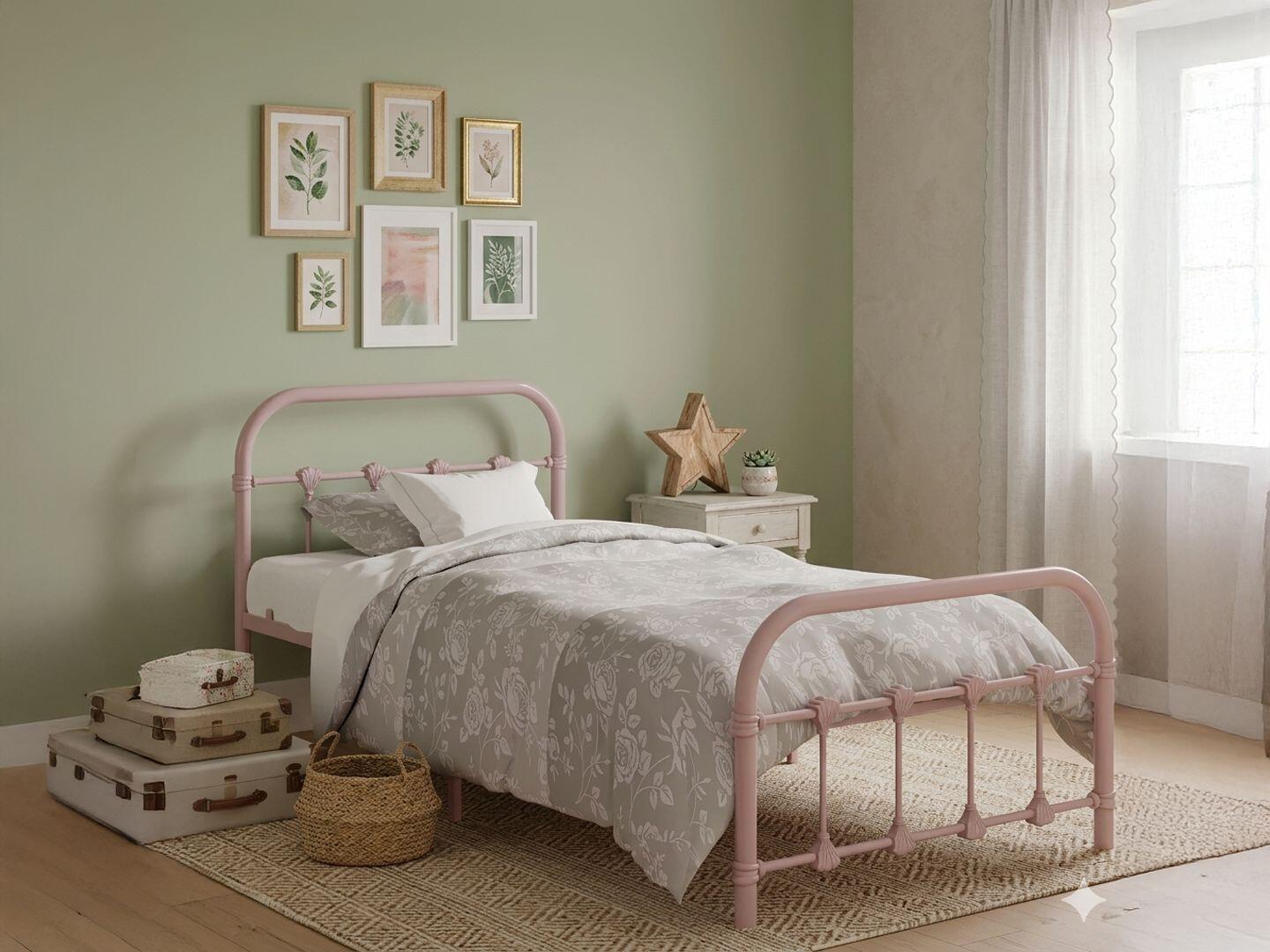 BK Furniture Melissa Twin Metal Bed, Clay, rollover