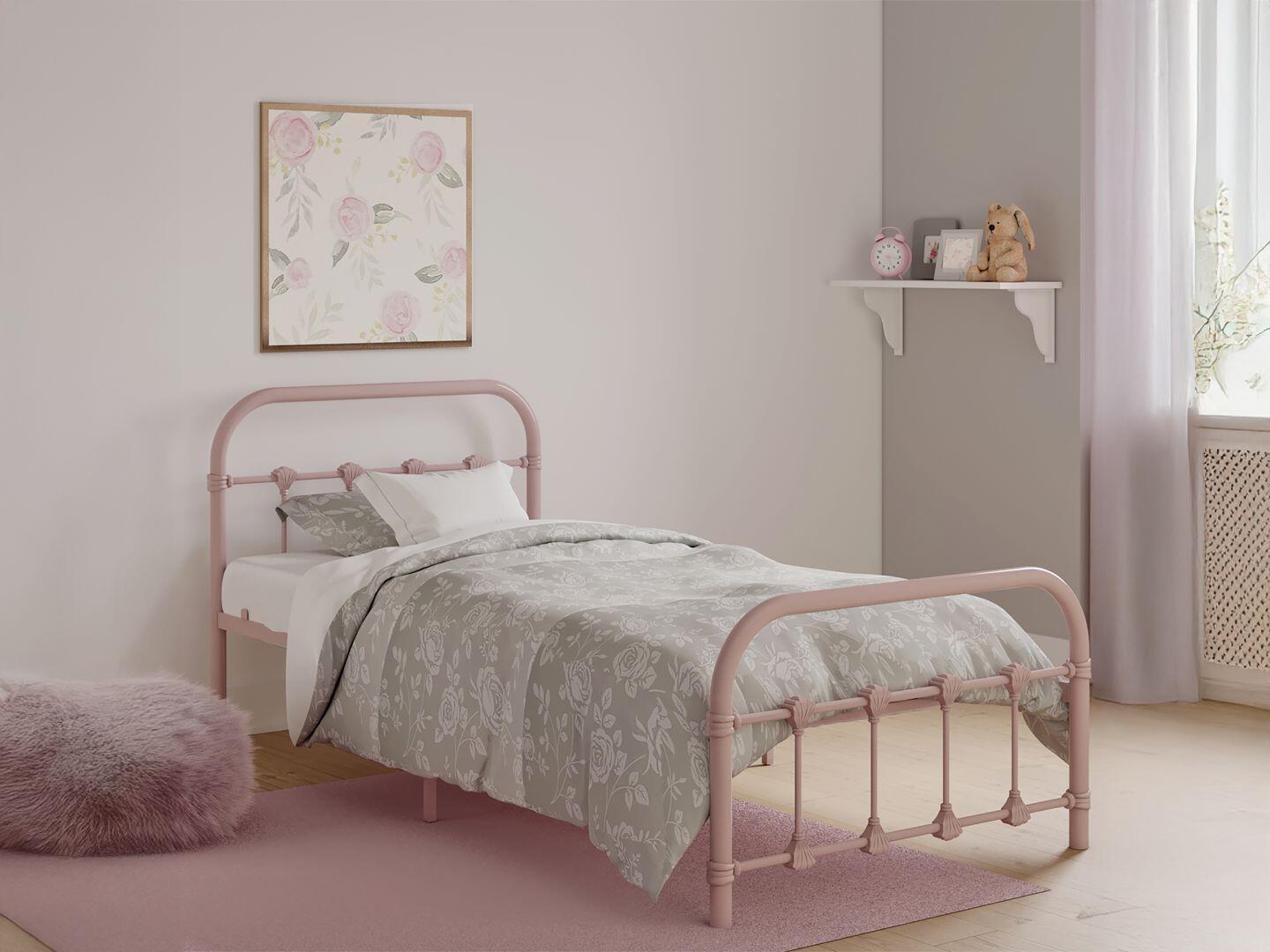 BK Furniture Melissa Twin Metal Bed, Clay, large