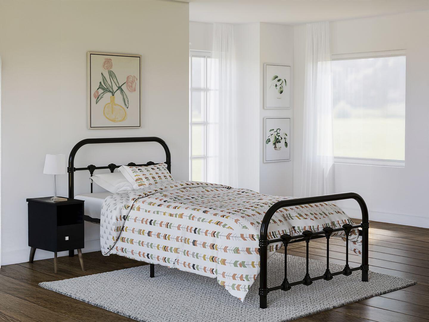 BK Furniture Melissa Twin Metal Bed, Black, rollover