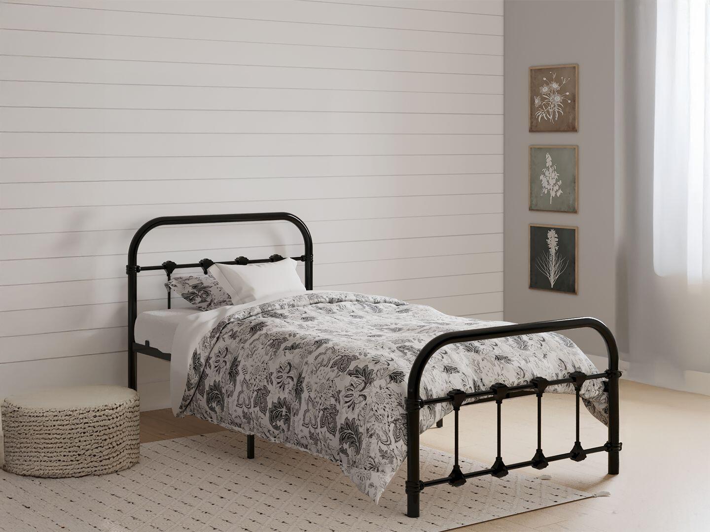 BK Furniture Melissa Twin Metal Bed, Black, large