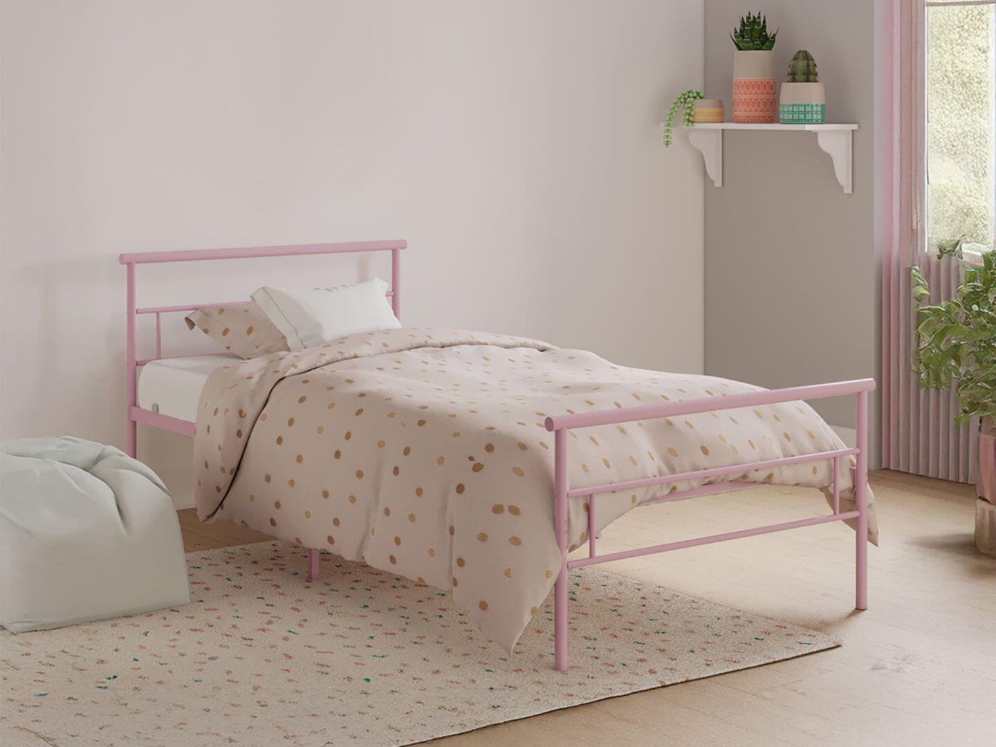 BK Furniture Seattle Twin Metal Bed, Pink, large