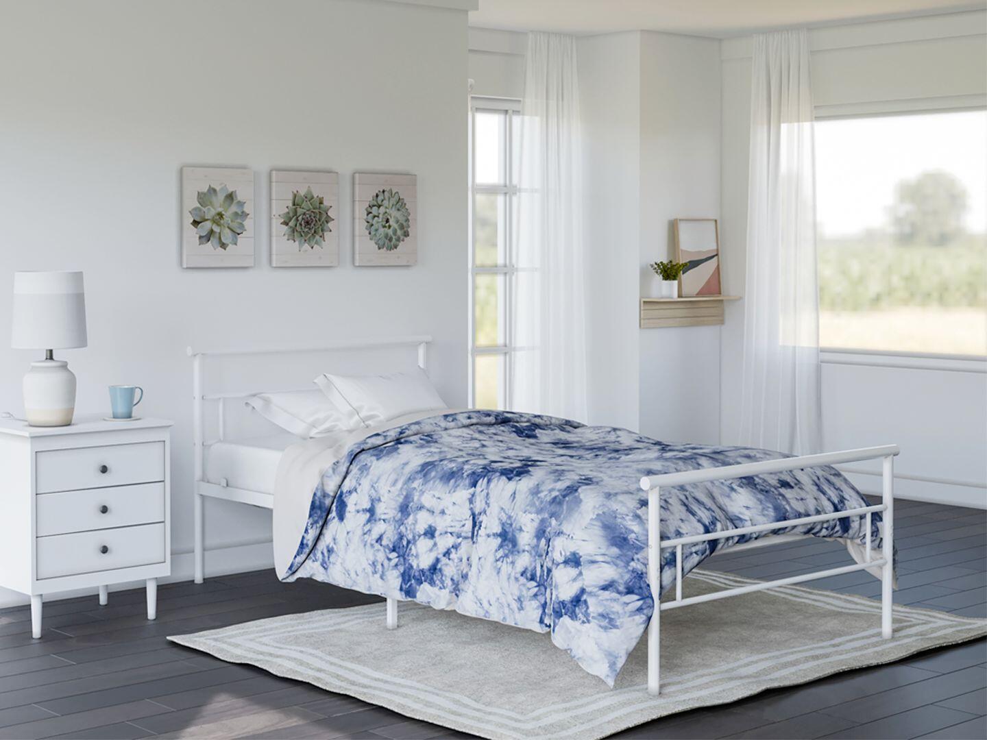 BK Furniture Seattle Twin Metal Bed, White, rollover