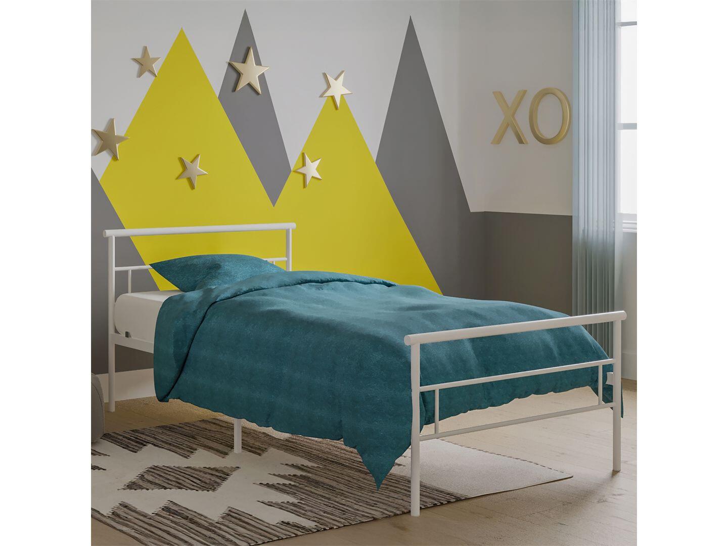BK Furniture Seattle Twin Metal Bed, White, large