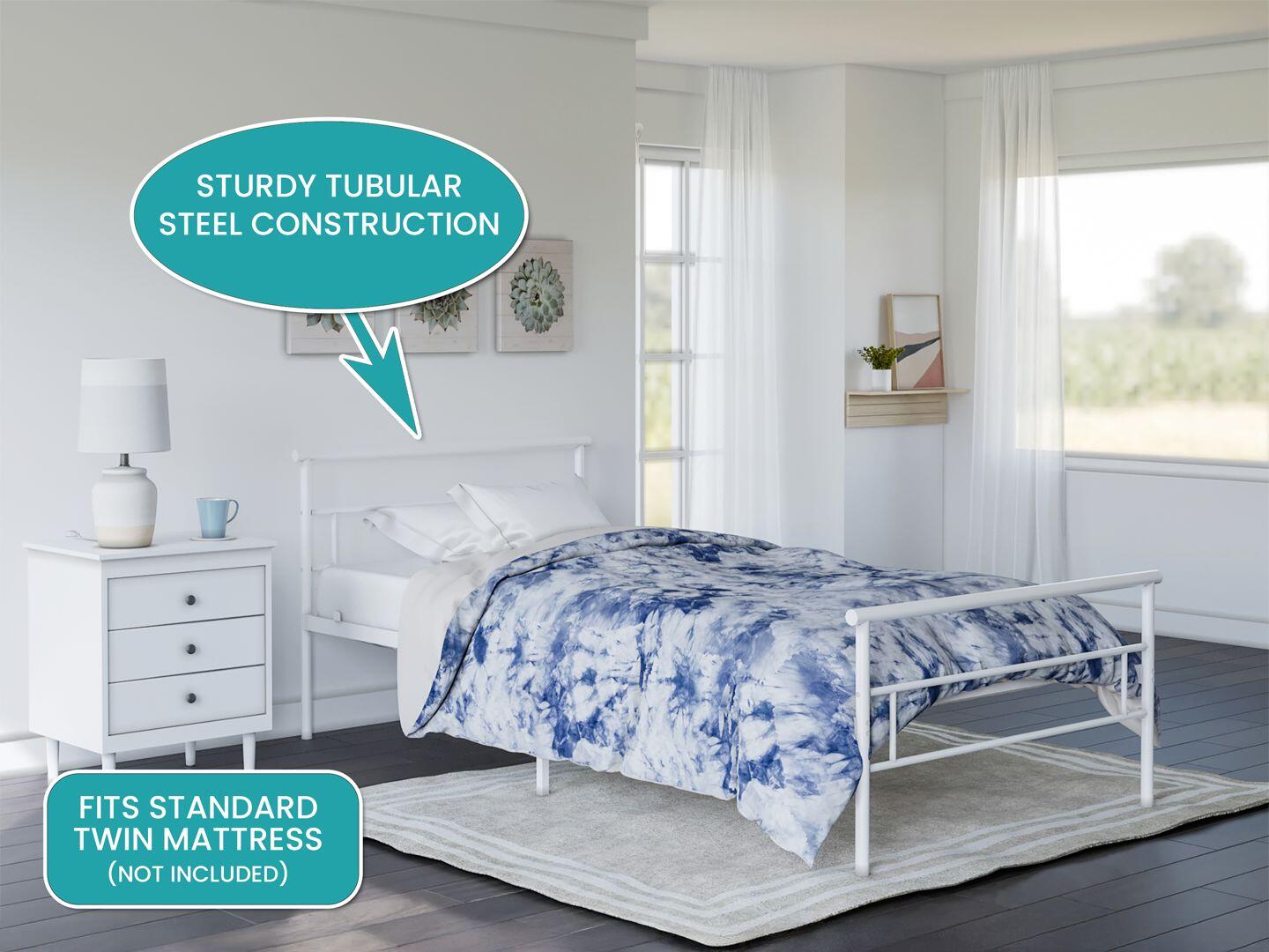 BK Furniture Seattle Twin Metal Bed, White, large