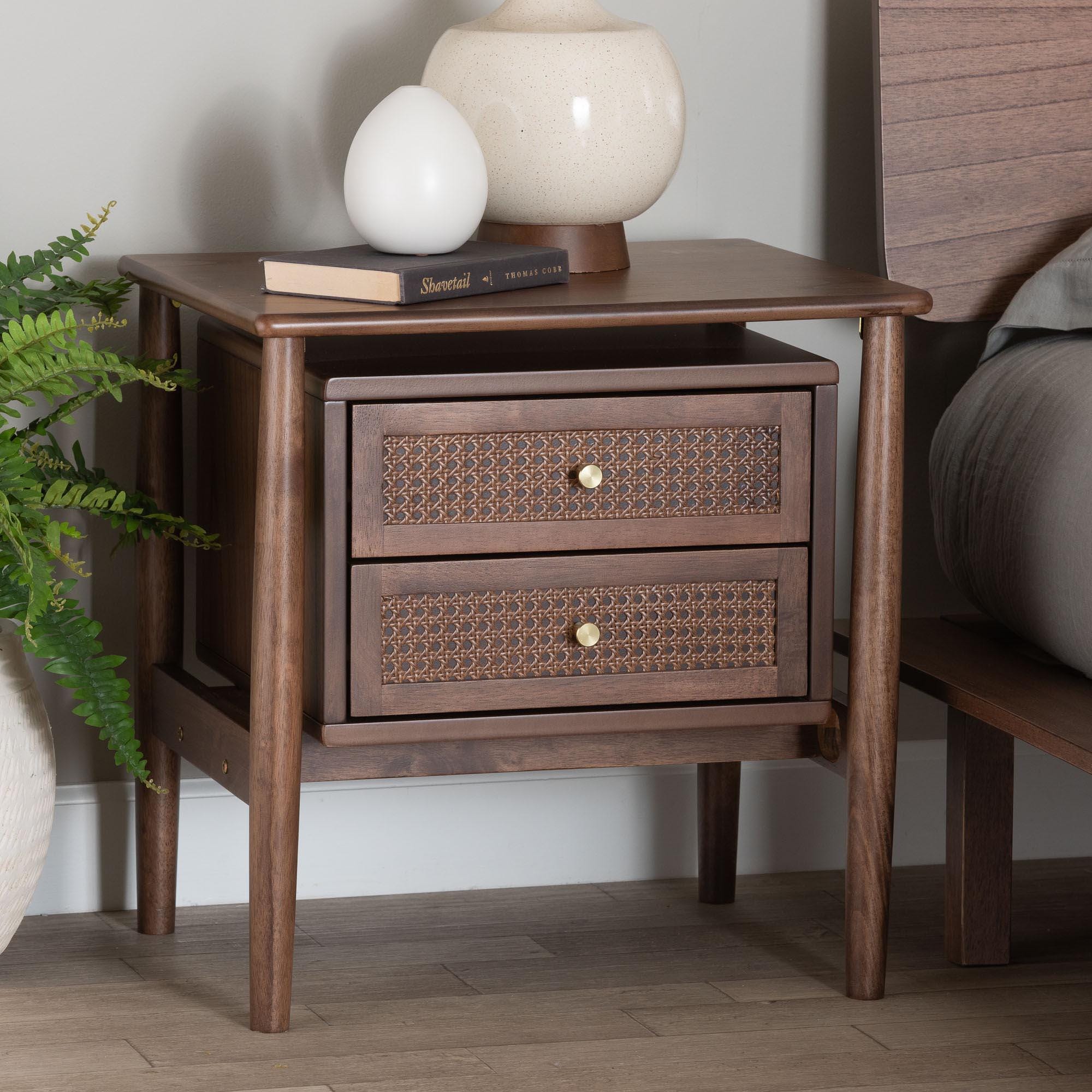 Baxton Studio Alyssa 22" 2 Drawer Nighstand, , rollover
