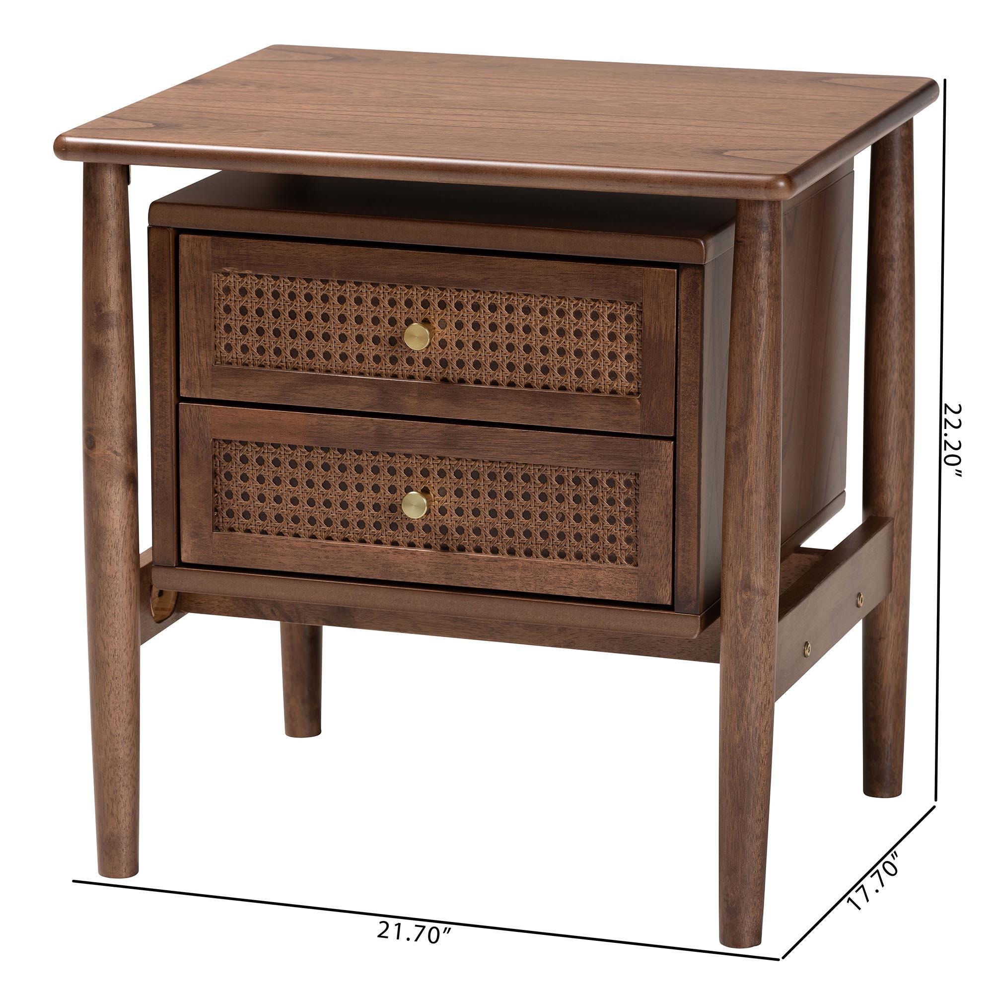 Baxton Studio Alyssa 22" 2 Drawer Nighstand, , large