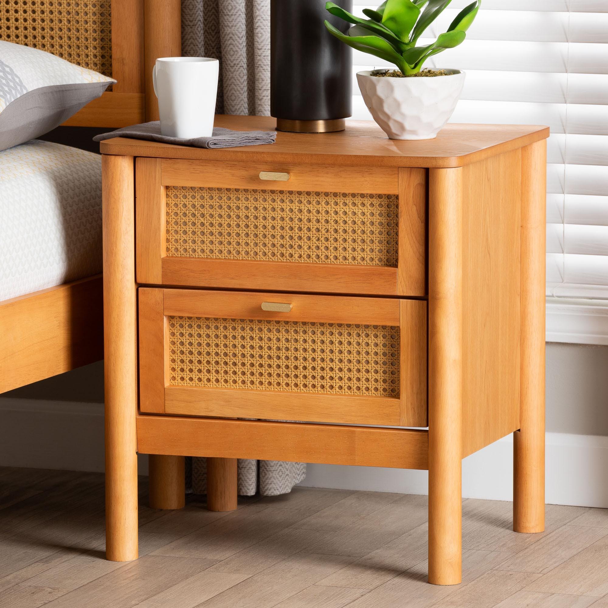 Baxton Studio Jenn 21" 2 Drawer Nightstand, , rollover